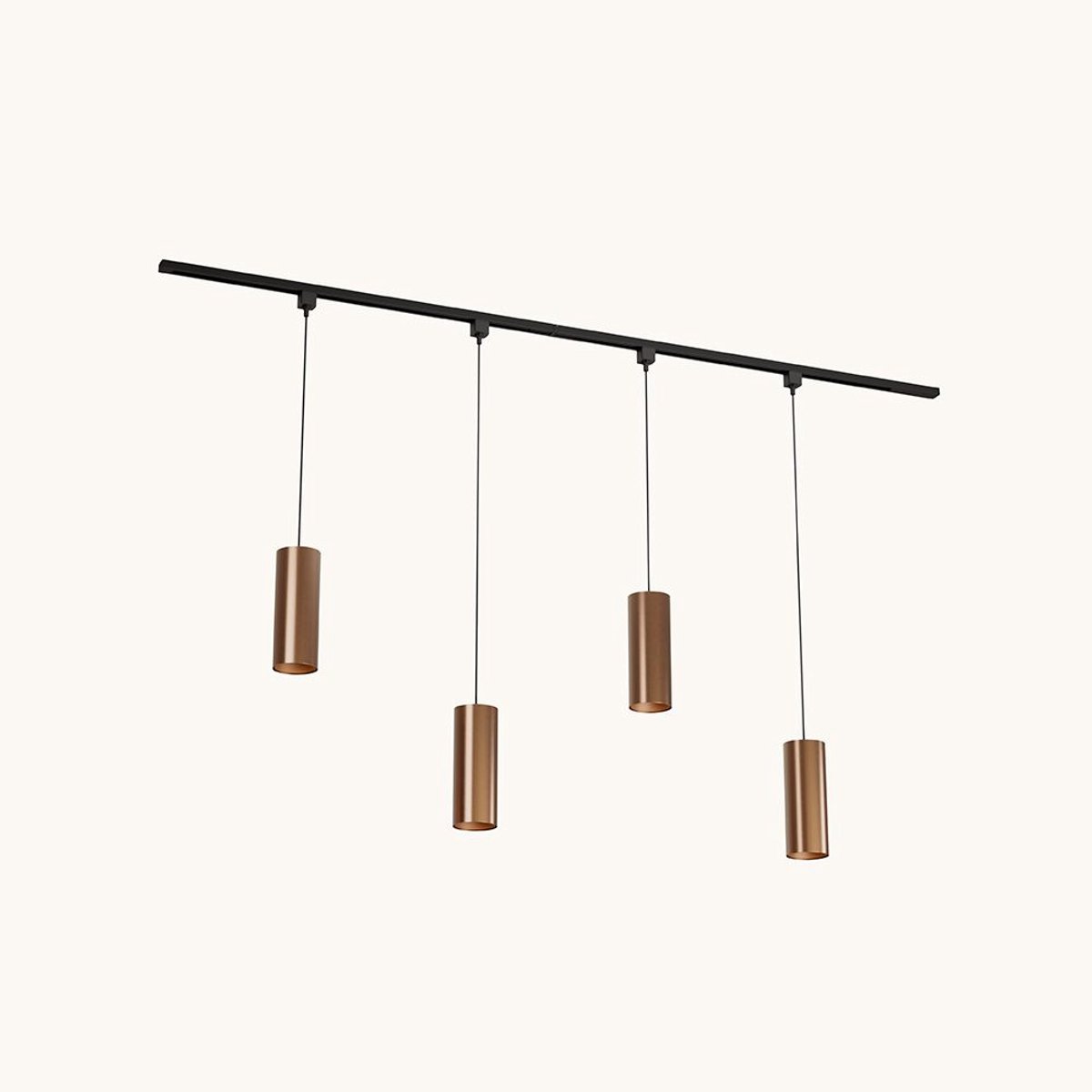 LUSENZ Railverlichting Pakket - Recht - 2x 1 m rail - 4 hanglampen - Incl. 2700K GU10 - IP20 - Modulair - 230V - Belano(L) - Bruin
