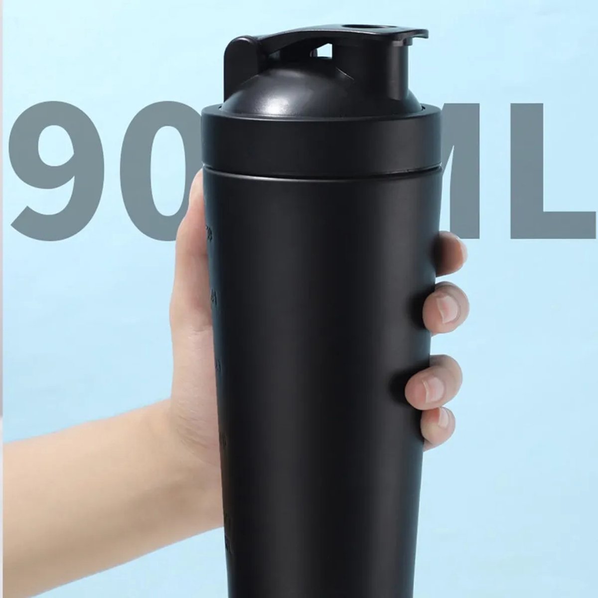 500 ml roestvrijstalen shakerbeker Geschikt voor mengbal, Geschikt voor fitnessproteïnepoeder, wit.