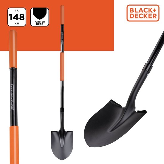 BLACK+DECKER Schep - 148 CM - Roestvrij - Koolstofstalen Kop en Glasvezel Handvat - Zwart van BLACK+DECKER — afbeelding 2