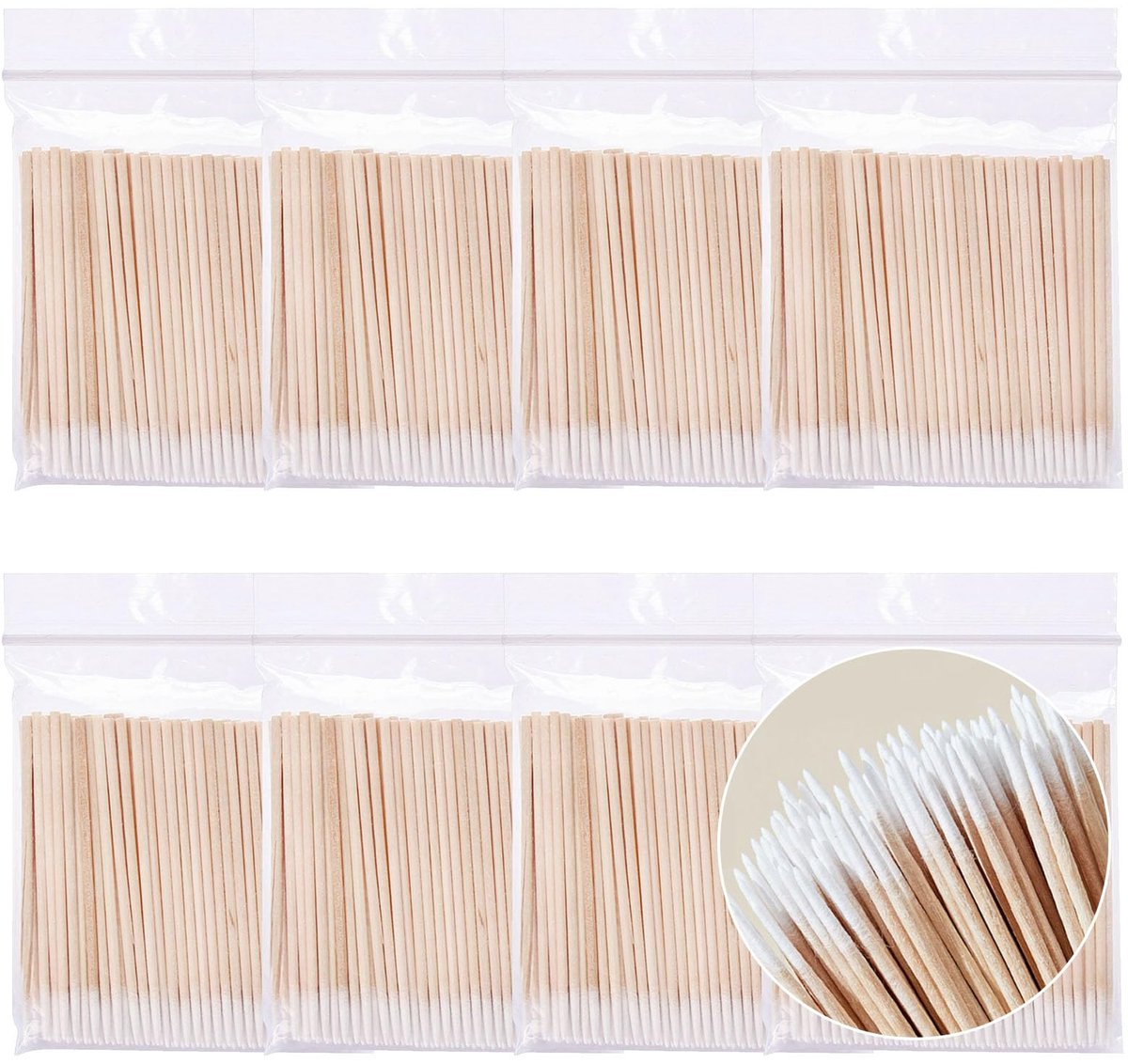 Wattestaafjes - Puntig Houten Microbrush - Voor Reiniging Cosmetica Tattoo Wenkbrauw Make-up Nagels Manicure - 800 Stuks