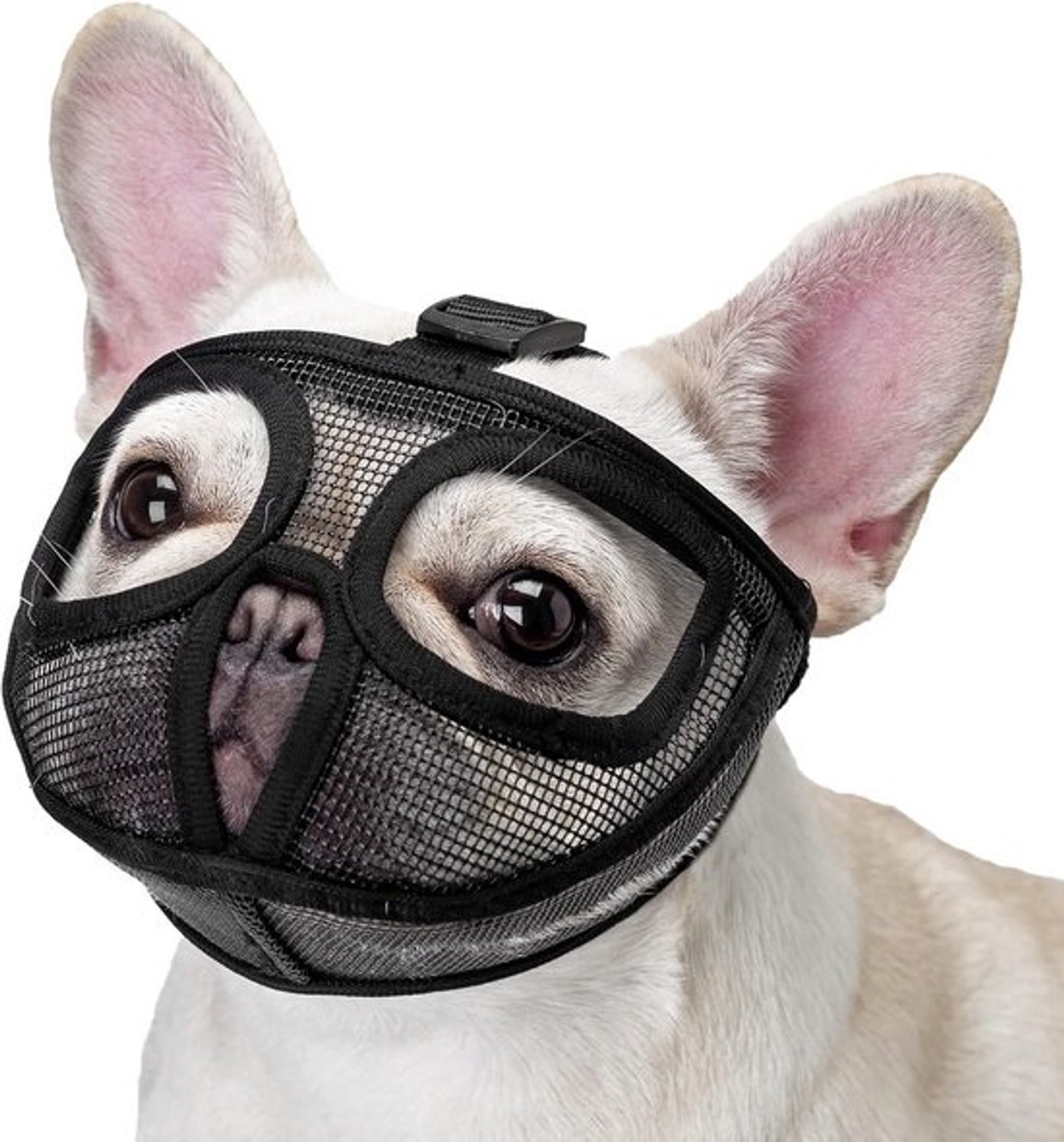 Verstelbare muilkorf voor korte snuit - Bulldog en Mops - Zwart