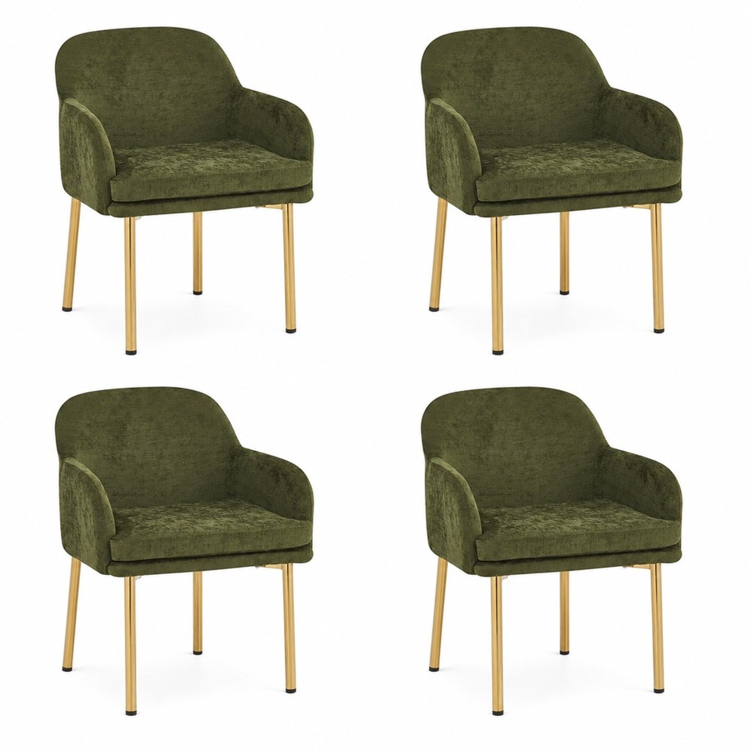 KOMHTOM 4 stuks moderne eetkamerstoelen, gestoffeerde stoelen met armleuningen, in hoogte verstelbaar, draagvermogen tot 125 kg, voor eetkamer, keuken (groen)