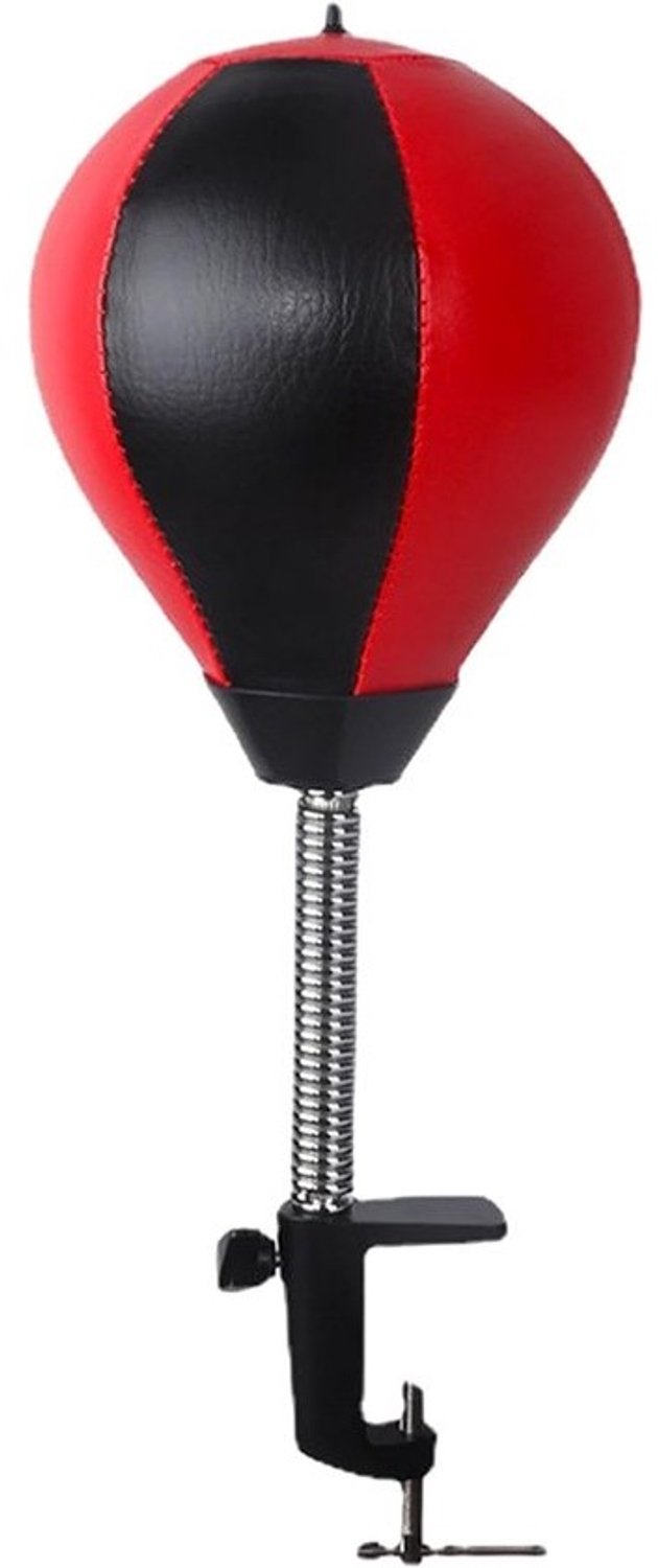 Bokszak voor bureau - Stressbal - Spanning verlichten - Stevige veer - 33x17x17 cm - Zwart rood
