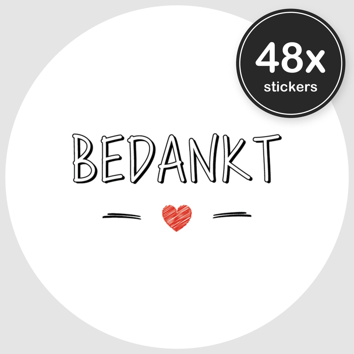 Sluitstickers Bedankt - 48 stuks - Rond 30 mm - Bedankt Stickers - Sluitzegel Envelop - Design 015