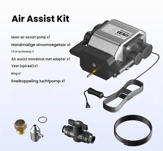 Cut Engraver Air Assist Kit met luchtpomp, upgrade schakelaarknop, compatibel met 10 W/20 W lasergraveerders — afbeelding 3