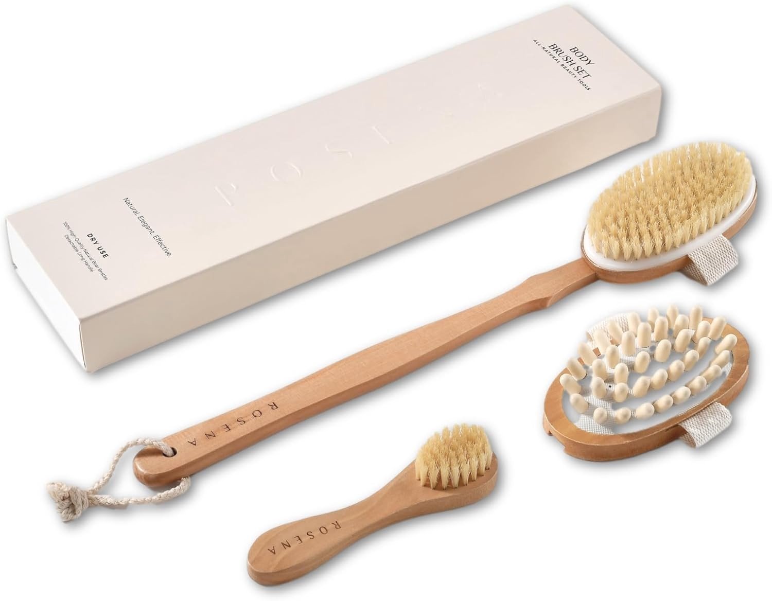 Natuurlijke Spa Kit - Huidpeeling - Lange Handgreep - Met Natuurlijke Borstelharen - Voor een Stralende Huid
