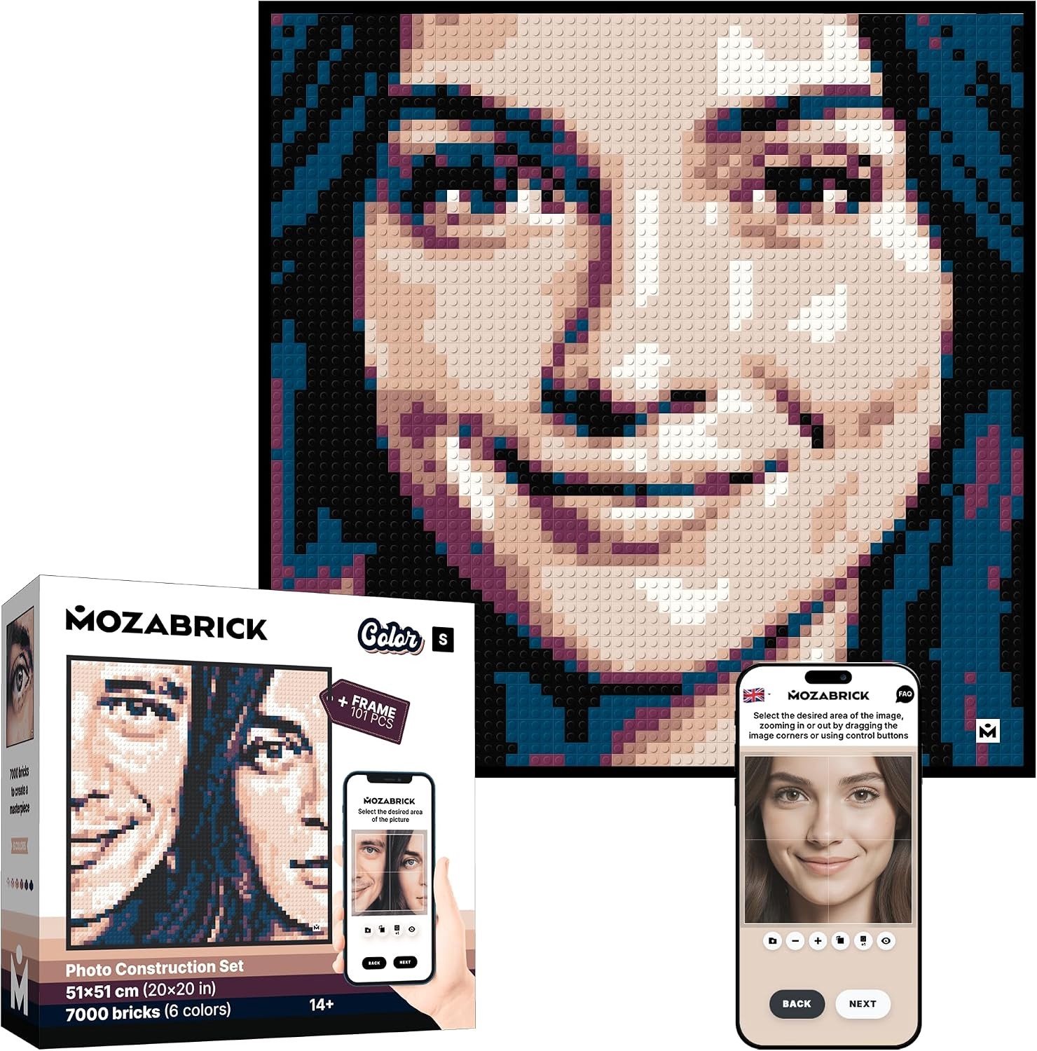 Klembouwsteen - Zwart - 52 x 52 cm - Mozaïek Fotobouwpakket voor Creatieve Kunst - Voor Dierbaren