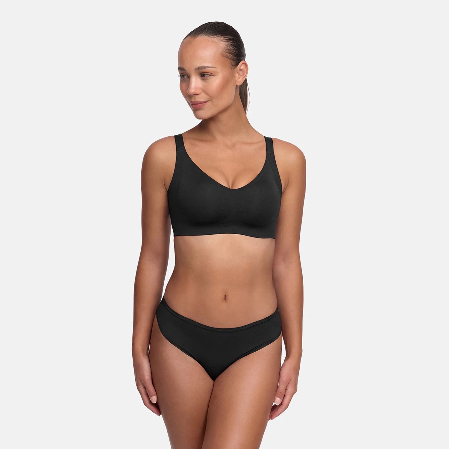 cfab Naadloze compacte push-up bh - Zwart - XS - BH Zonder Beugel Voorgevormd - Ondergoed - Naadlos