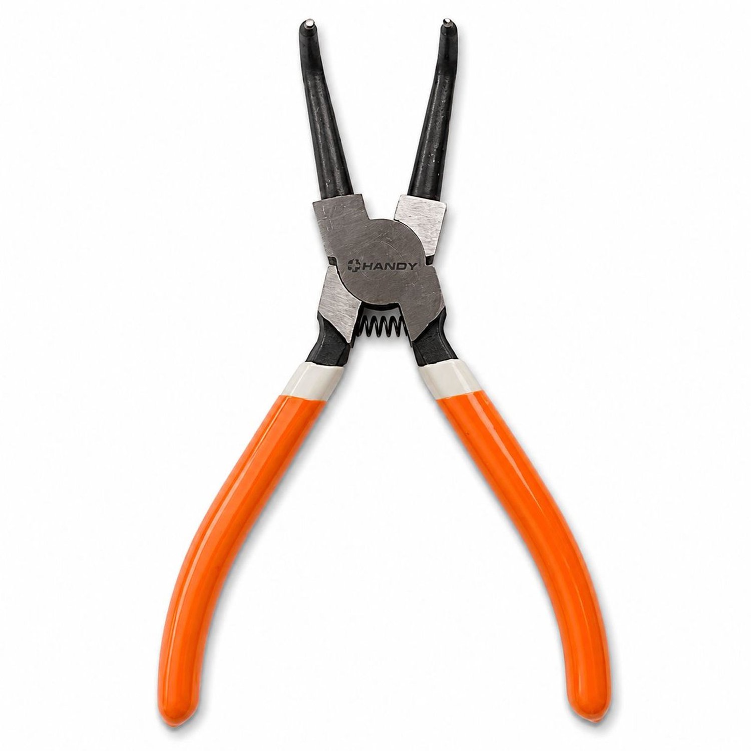 Handy Borgringtang Met Gebogen Punt - 17 cm - Veermechanisme - Staal - Antislip PVC Handgreep - Voor Interne En Externe Ringen - Oranje - Tip Ø2 x 4 mm [10309]