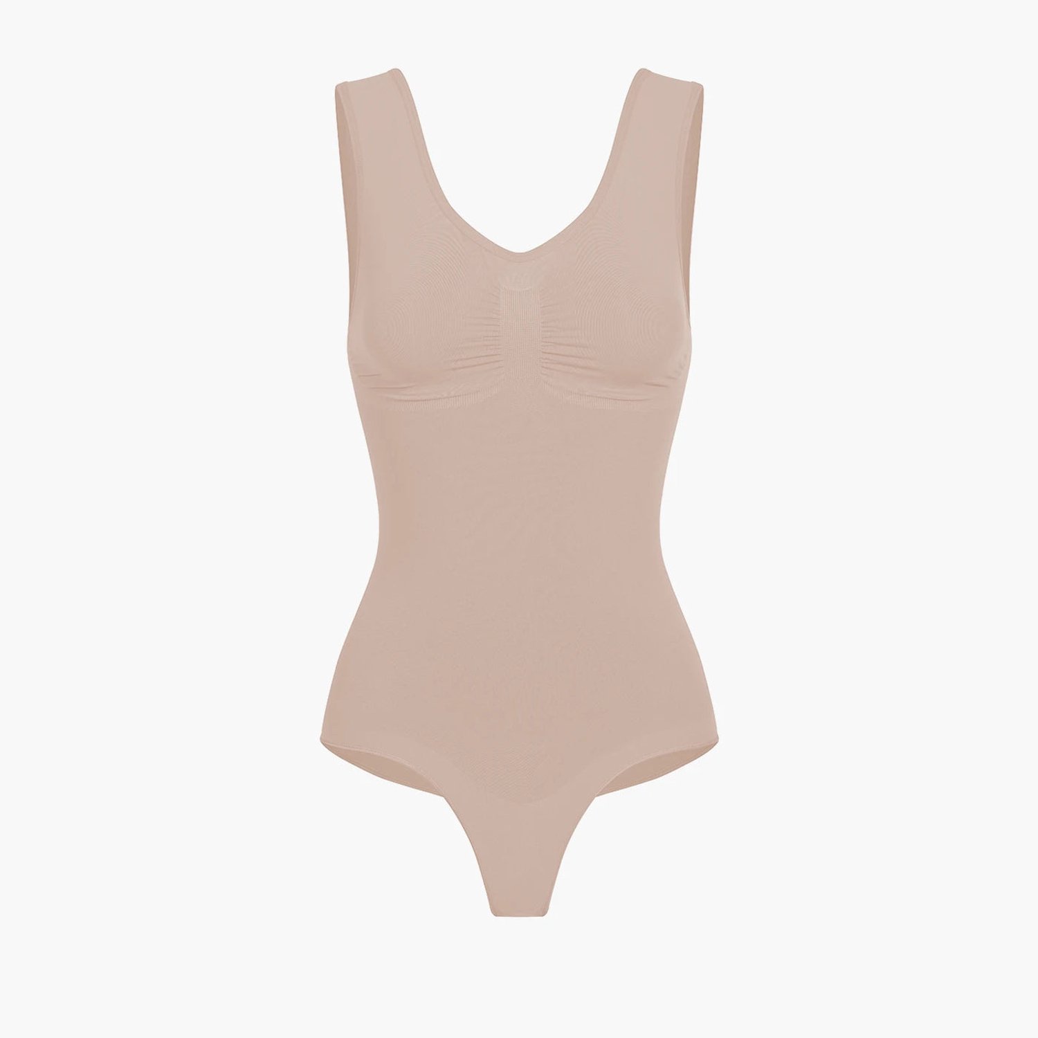 cfab Tanktop bodysuit met corrigerende werking en koordjes - Beige - 4XL - Corrigerende Body - Naadlos - corrigerend ondergoed dames