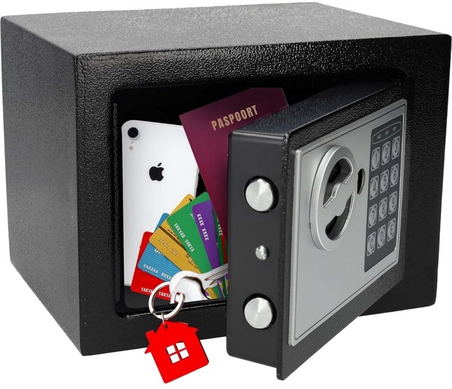 Kluis Brandwerend - Kluis - Kluisje Met Cijferslot - Zwart - 17cm x 17cm x 17cm