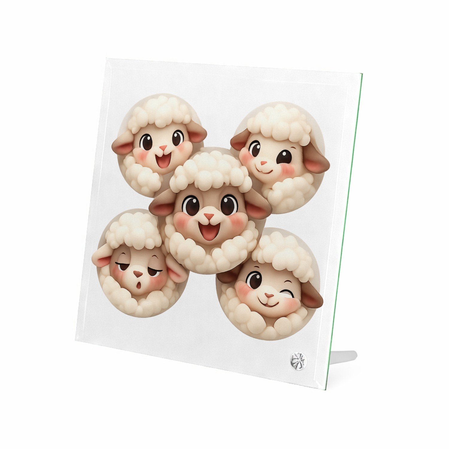 Mr Cadeautjes Glasframe 20 x 20 - design Speelse dierenportretten in een verzamelserie met ronde kade | cadeau Wit