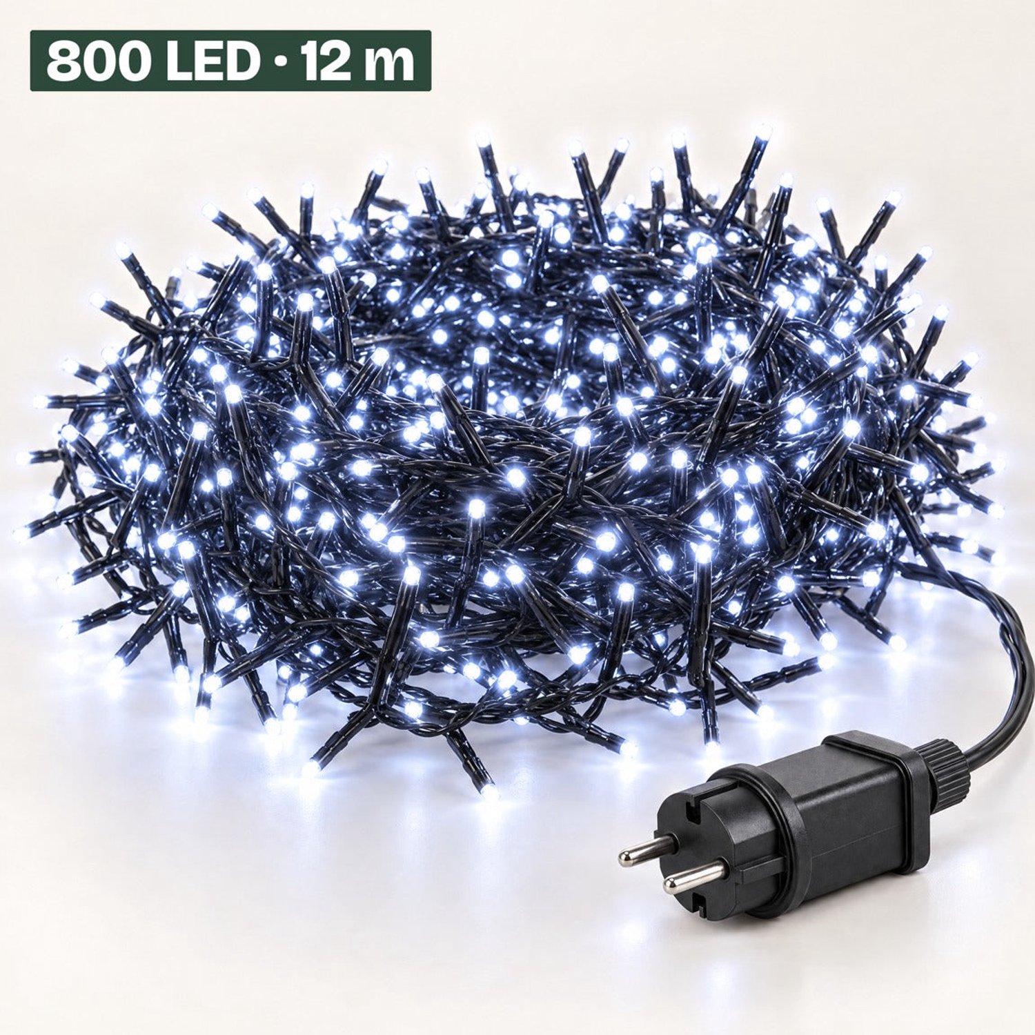 Levano Kerstverlichting Buiten - 800 LED 12 m Koud Wit - Kerstboomverlichting - Clusterverlichting - Kerstlampjes - Lichtsnoer Binnen en Buiten - Lichtslinger Binnen - Kerstlichtjes - Buitenverlichting Kerst - LED Kerstverlichting met Timer