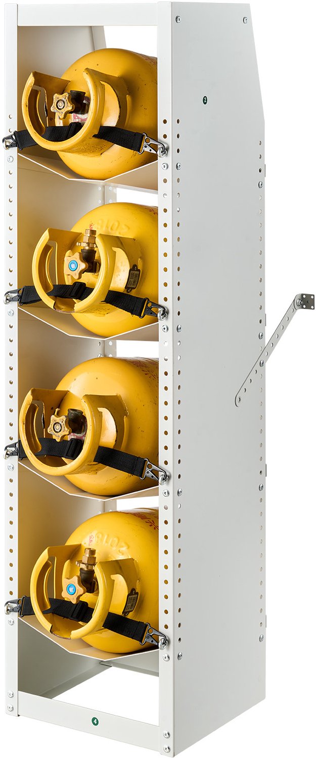 VEVOR Koelmiddeltankrek 376x330x1321 mm, 4 Niveaus voor 4 Cilindertanks, Koolstofstaal, Flessenrek, Houder voor Koelmiddelflessen voor het Bewaren van Zuurstof en Stikstof, Wit