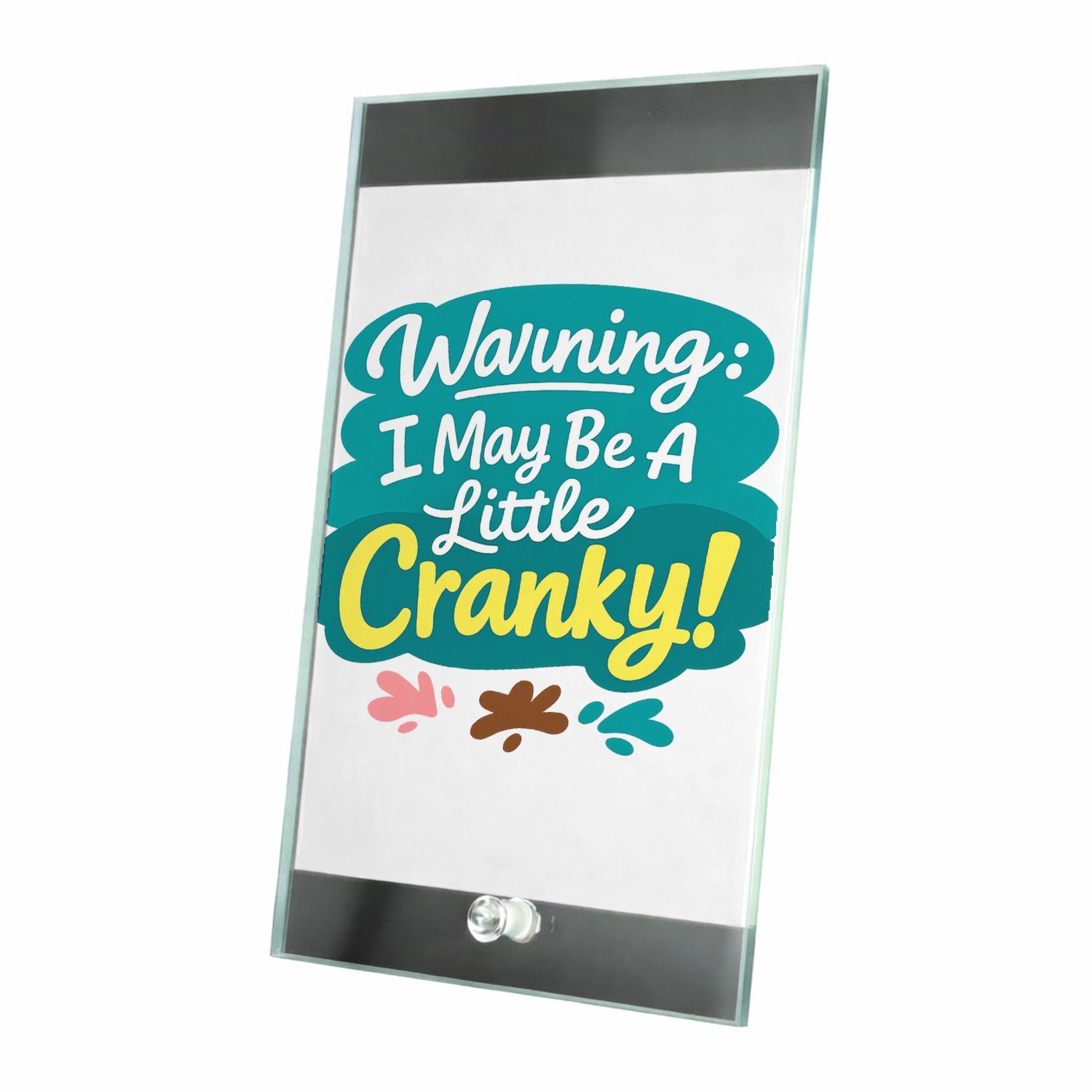 Mr Cadeautjes Glasframe 15 x 23 - design Speelse waarschuwing rond slapen met zachte sterren en maan | cadeau Wit