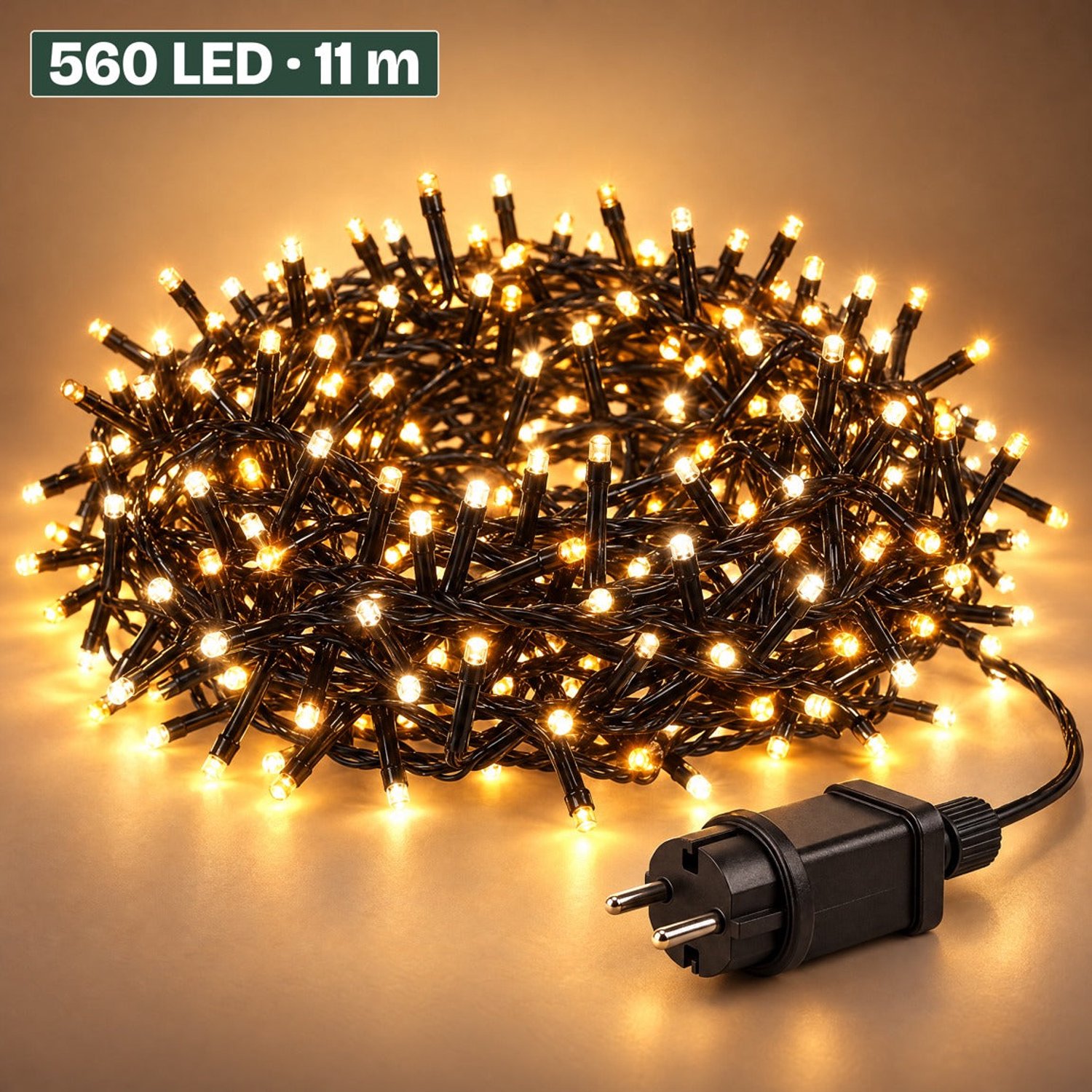 Levano Kerstverlichting Buiten 560 LED 11,2 m - Kerstboomverlichting Warm Wit - Kerstlampjes - Lichtsnoer Binnen en Buiten - Clusterverlichting Kerstboom - Microcluster Extra Warm Wit - Buitenverlichting Kerst - LED Lampjes - Lichtslinger
