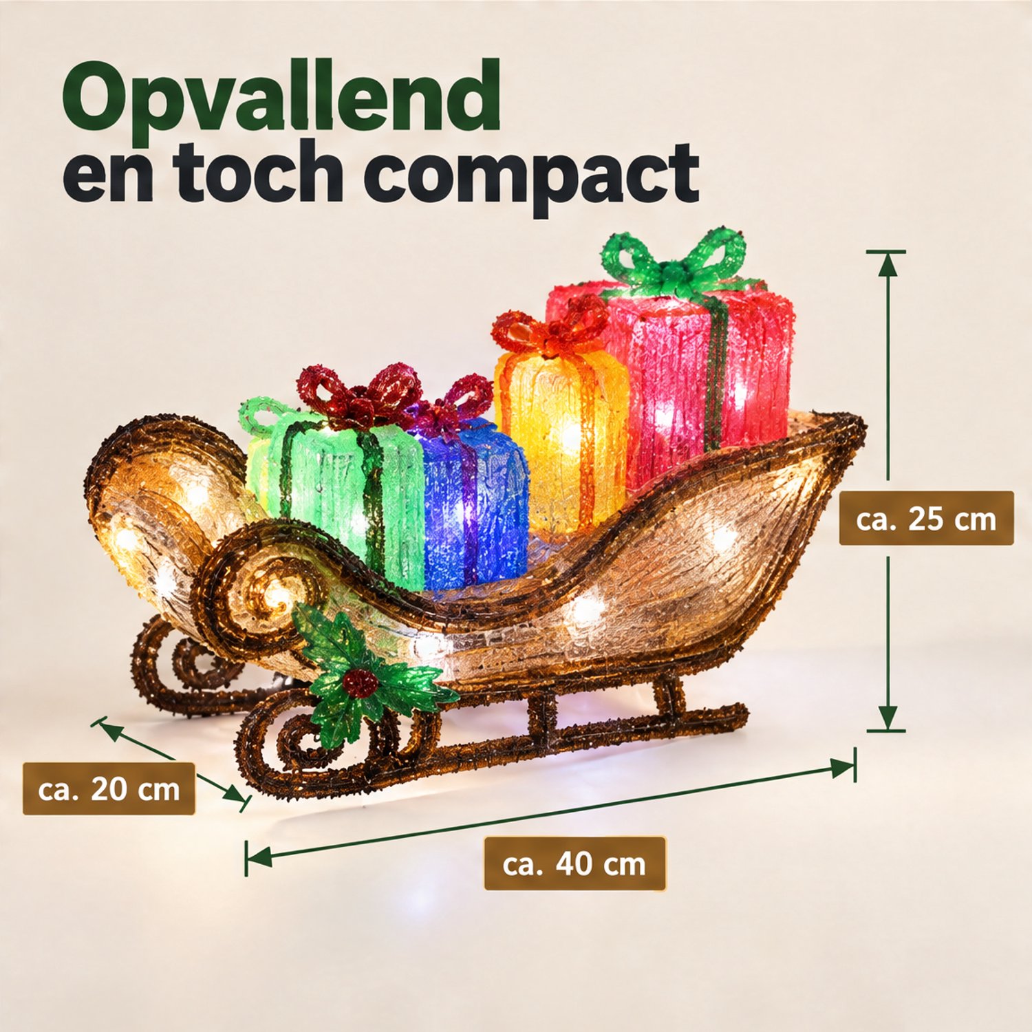 Levano Kerstverlichting Buiten Figuren - Arreslee met 40 LED - Kerstlampjes - Kerstdecoratie voor Binnen - Kerstversiering Buiten - Kerstfiguren - Kerstslee - Sfeerverlichting - Kerstfiguur met Licht - Kerstdecoratie Tuin - Timer - IP44 – foto 6