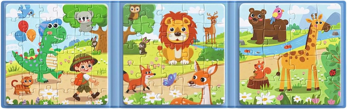 Magnetische Puzzel - Interactieve Puzzel - Familie Tijd - Educatief Spel - 19 x 19 cm - Blauw