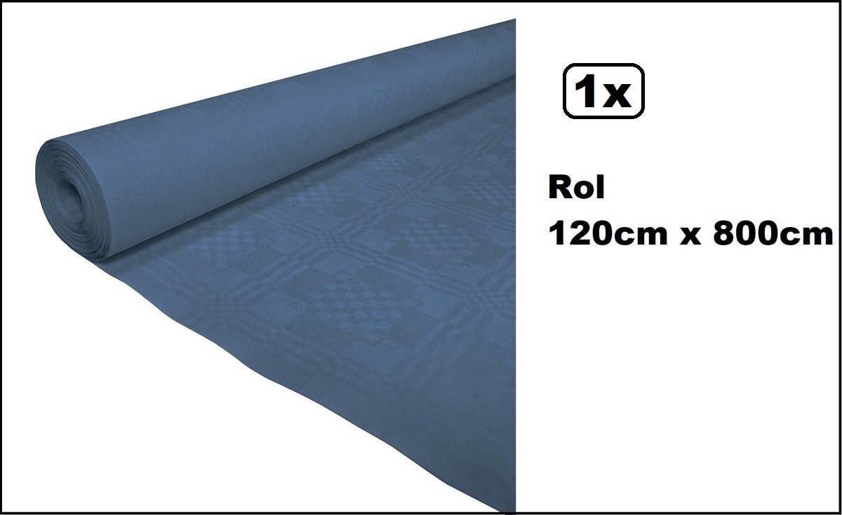 1x Tafelrol tafelkleed donker blauw 120cm x 800cm papier - Party diner food festival eten fun thema feest party