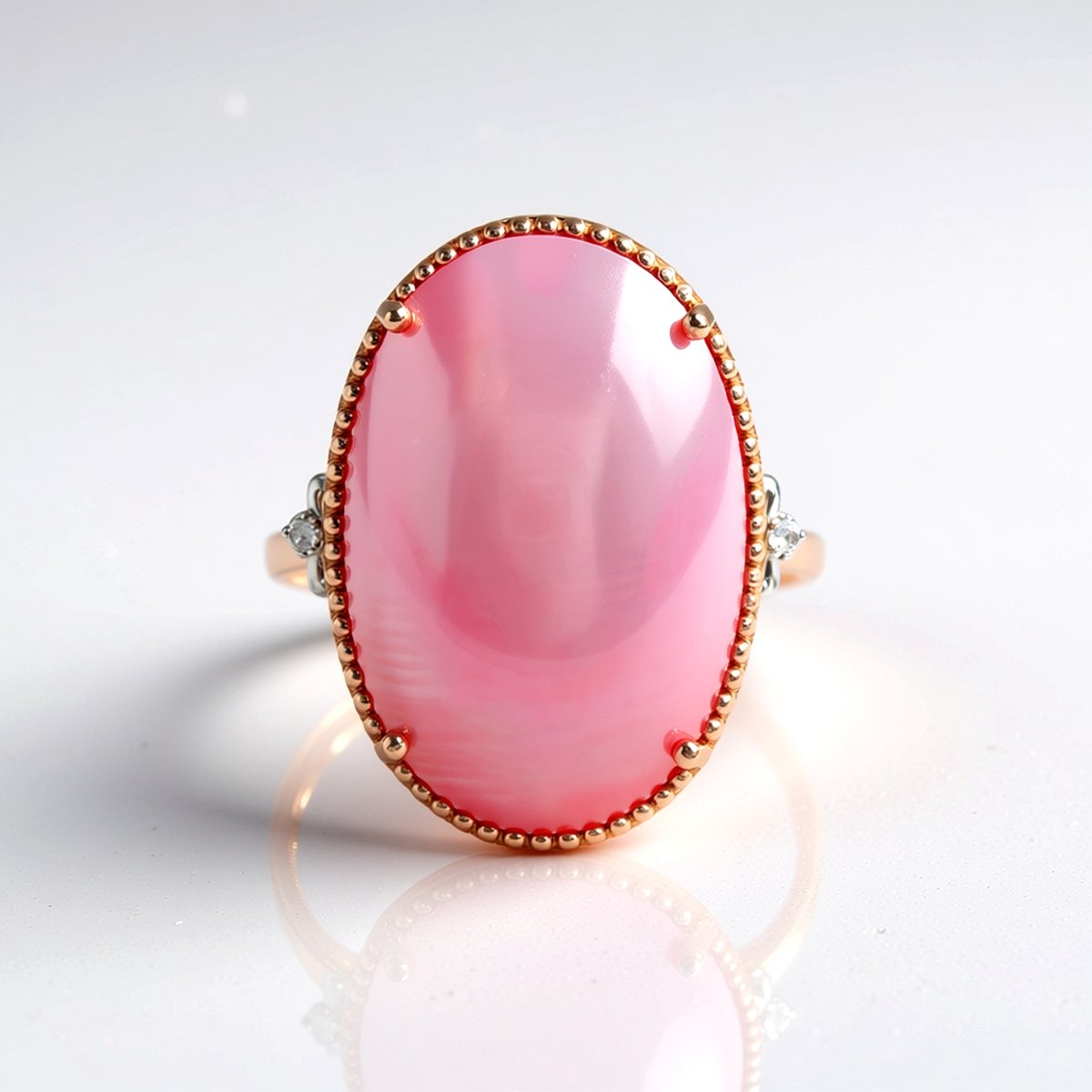 Cavill - Luxe Cocktailring 925 Sterling Zilver met Palladium Coating - Roze Ovaal Mabé Parel 31x19,6mm - Cambodjaanse Zirkonia