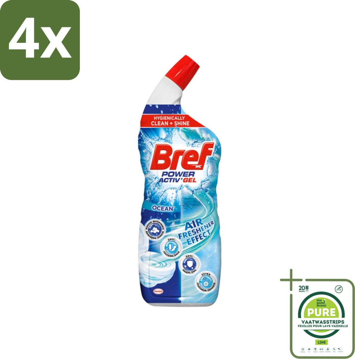 Bref WC - Power Activ+ - Toiletreiniger - Anti-Kalk - Oceaan - 700 ml - Voordeelverpakking - 4 stuks - Toilet schoonmaak - Toilet reiniger