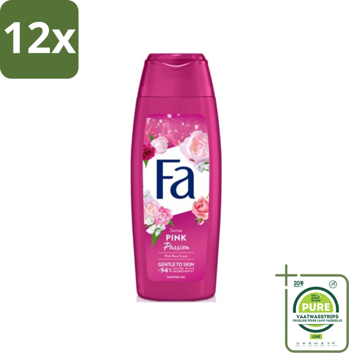 Fa - Pink Passion - Douchegel - Roze Roos - 250 ml - Voordeelverpakking - 12 stuks - Douchegel - Roze Roos