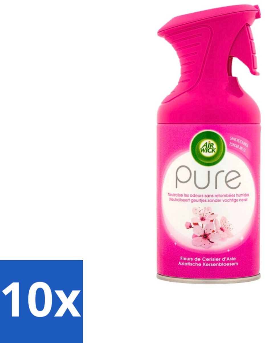 10 x Air Wick Pure Luchtverfrisser Aziatische Kersenbloesem 250 ml - Luchtverfrisser - Geurverfrisser - Kersenbloesem - Geur Neutraliseren - Kamer Geur