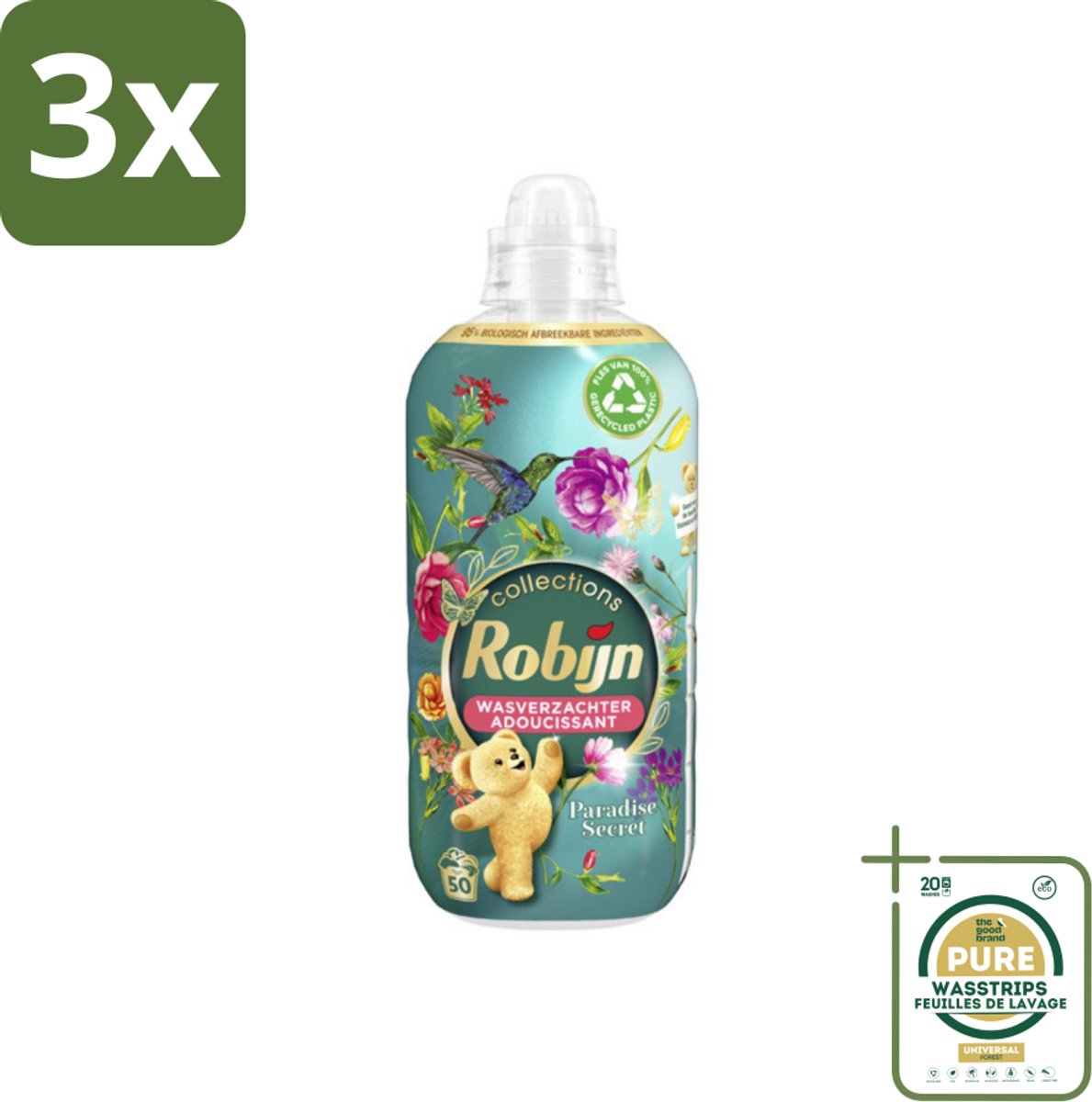 3 x Robijn Collections - Wasverzachter - Paradise Secret - Biologisch Afbreekbaar - 1,25L - 50 Wasbeurten - Grootverpakking - Wasverzachter - Wasverzachter Paradise Secret - Wasverzachter 1.25 L - Wasverzachter 50 Wasbeurten - Wasverzachter Luxe Geur