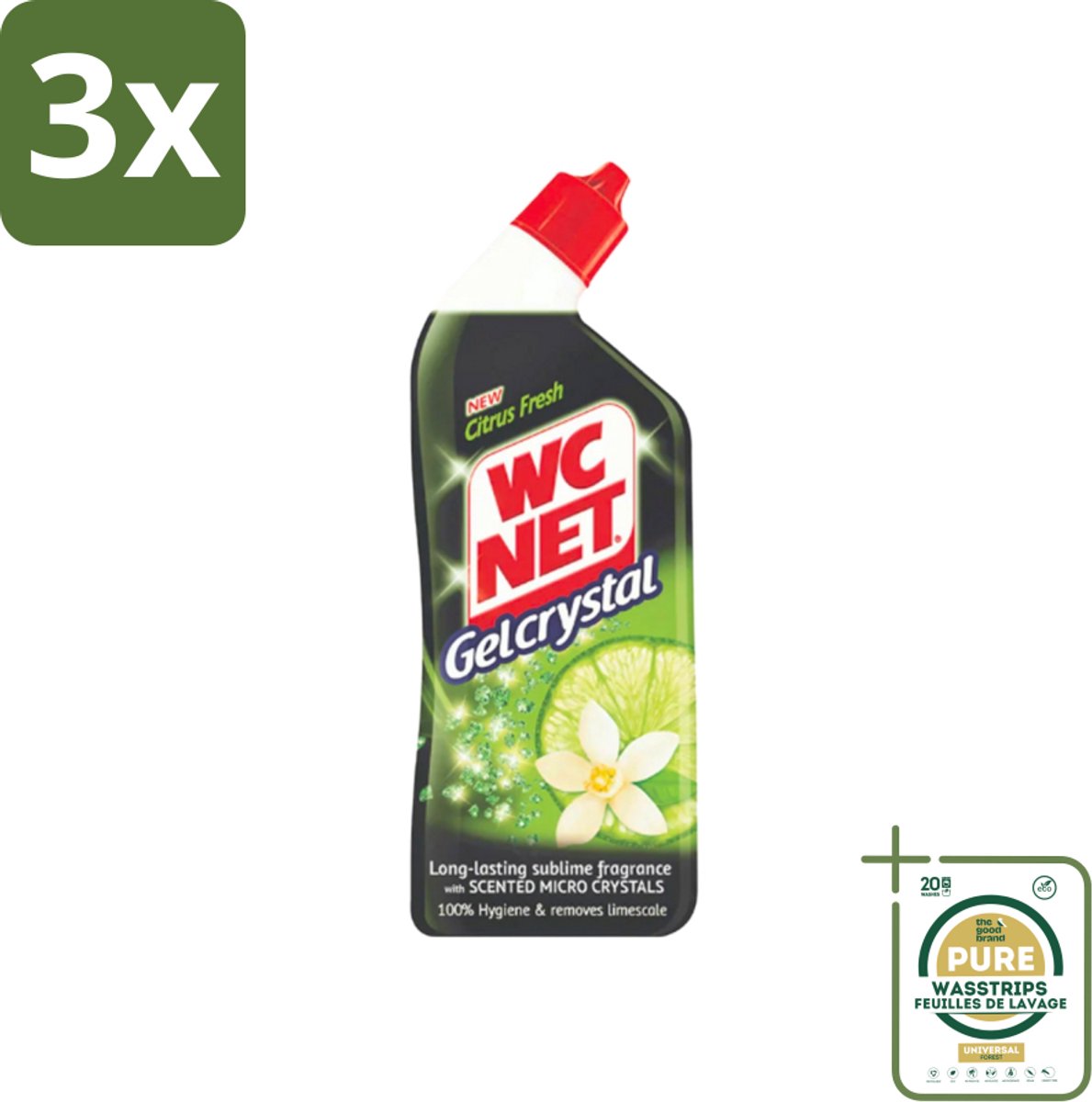 3 x WC Net - Toiletreiniger - Gel - Citrusgeur - Ontkalkt - 750ml - Grootverpakking - WC Net Gel - Toilet Reiniger - Ontzorging - Kalkaanslag - Toilet Reinigen