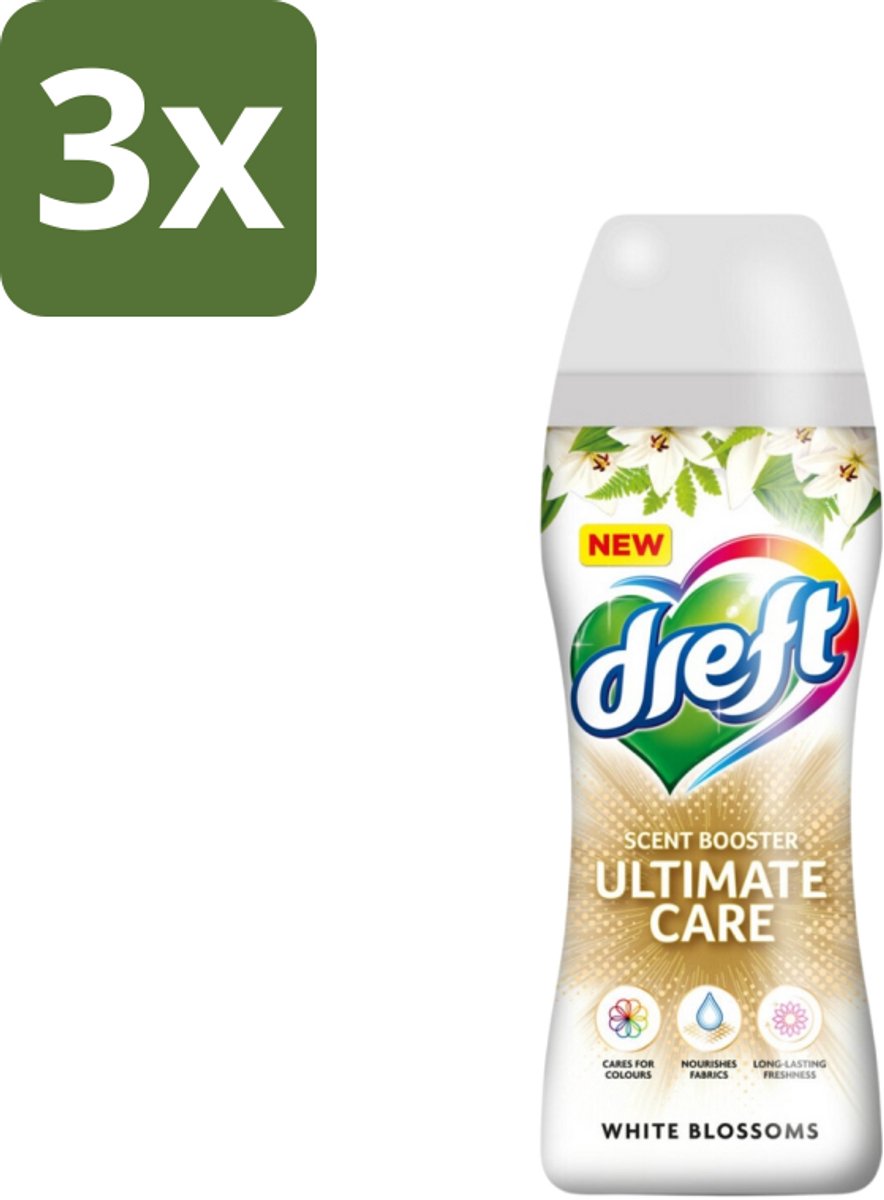 3 x Dreft - Ultimate Care - Wasverzachter - Geurbooster - Gekleurde Was - Witte Bloem - 15 Wasbeurten - Wasmiddel - Geurbooster - Kleurbescherming - Wasverzachter - Vezelverzorging