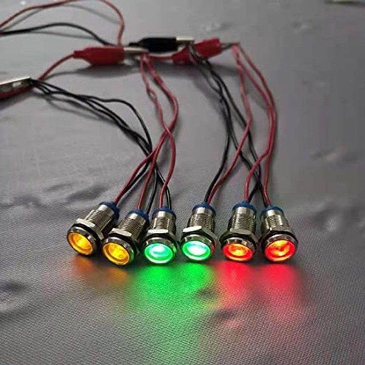 LED Paneel Waarschuwingslampje 10mm voor 12V-24V - Rood, Geel, Groen