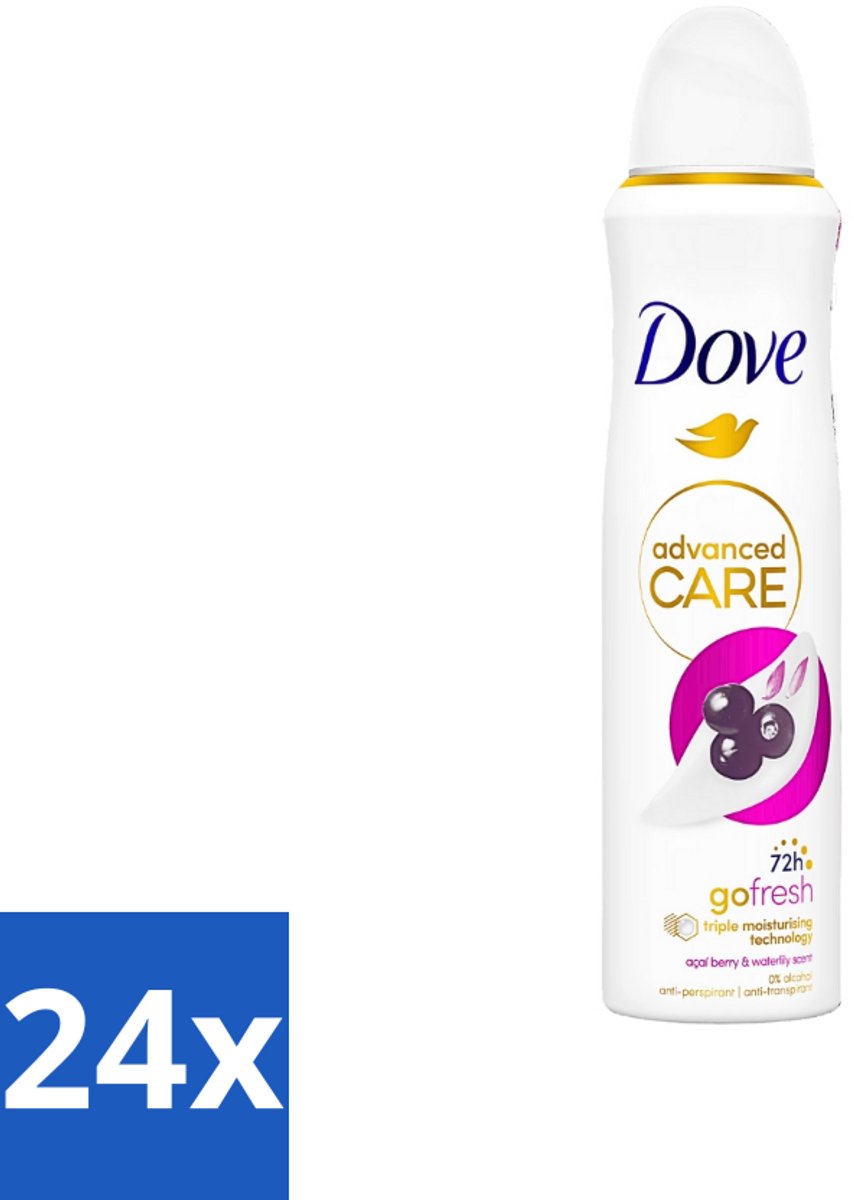 24 x Dove - Deospray - Acai Bes & Waterlelie - 150 ml - Dove Go Fresh - Acai Bes - Waterlelie - Deodorant - Antitranspirant