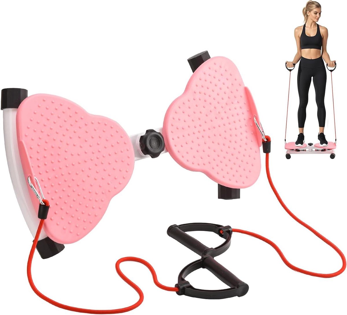 Twist Waist Disc - Roterende Schijf - Lichaamsvorming - Met Trekringen - 100 kg Gewicht - Roze