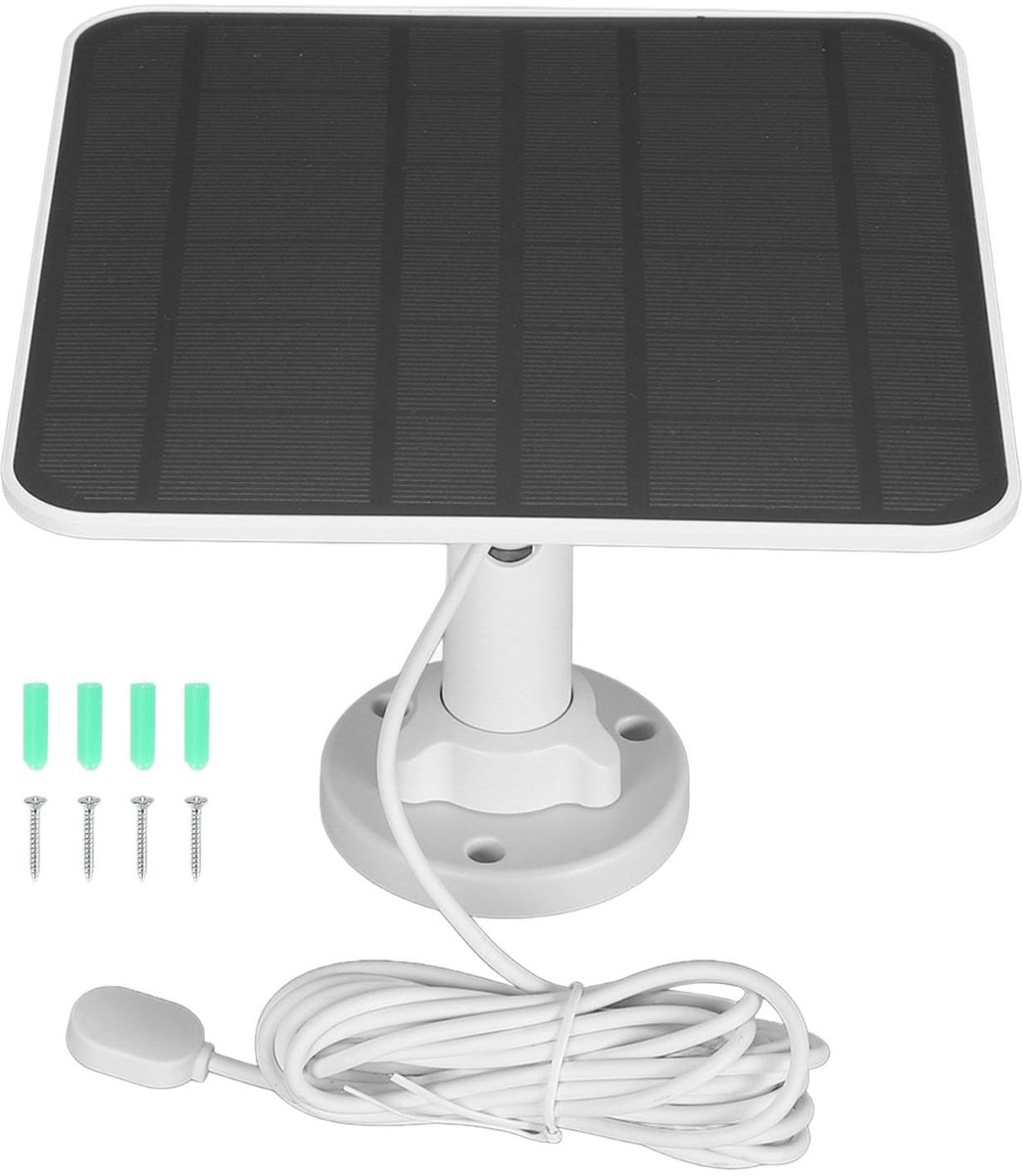 Solidchoice - 12W Zonnepaneel voor Beveiligingscamera - IP65 Waterdicht, 3m Kabel - Wit