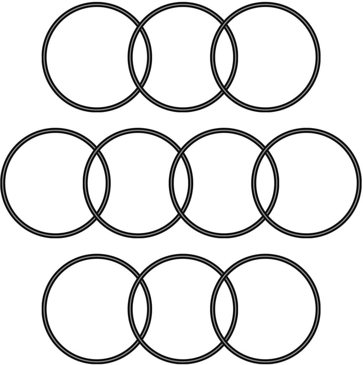 Nitrile Rubber O-Ringen 44mm OD, 41mm ID, 1.5mm Breed voor Waterdichte Afsluitingen, Verpakking van 50 Stuks