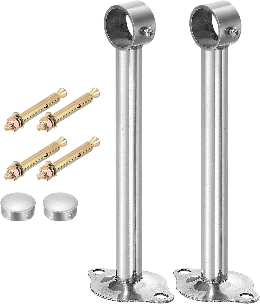 Gordijnroede Houder - Zilver - 200 mm - Roestvrij staal - Voor Muren en Plafonds
