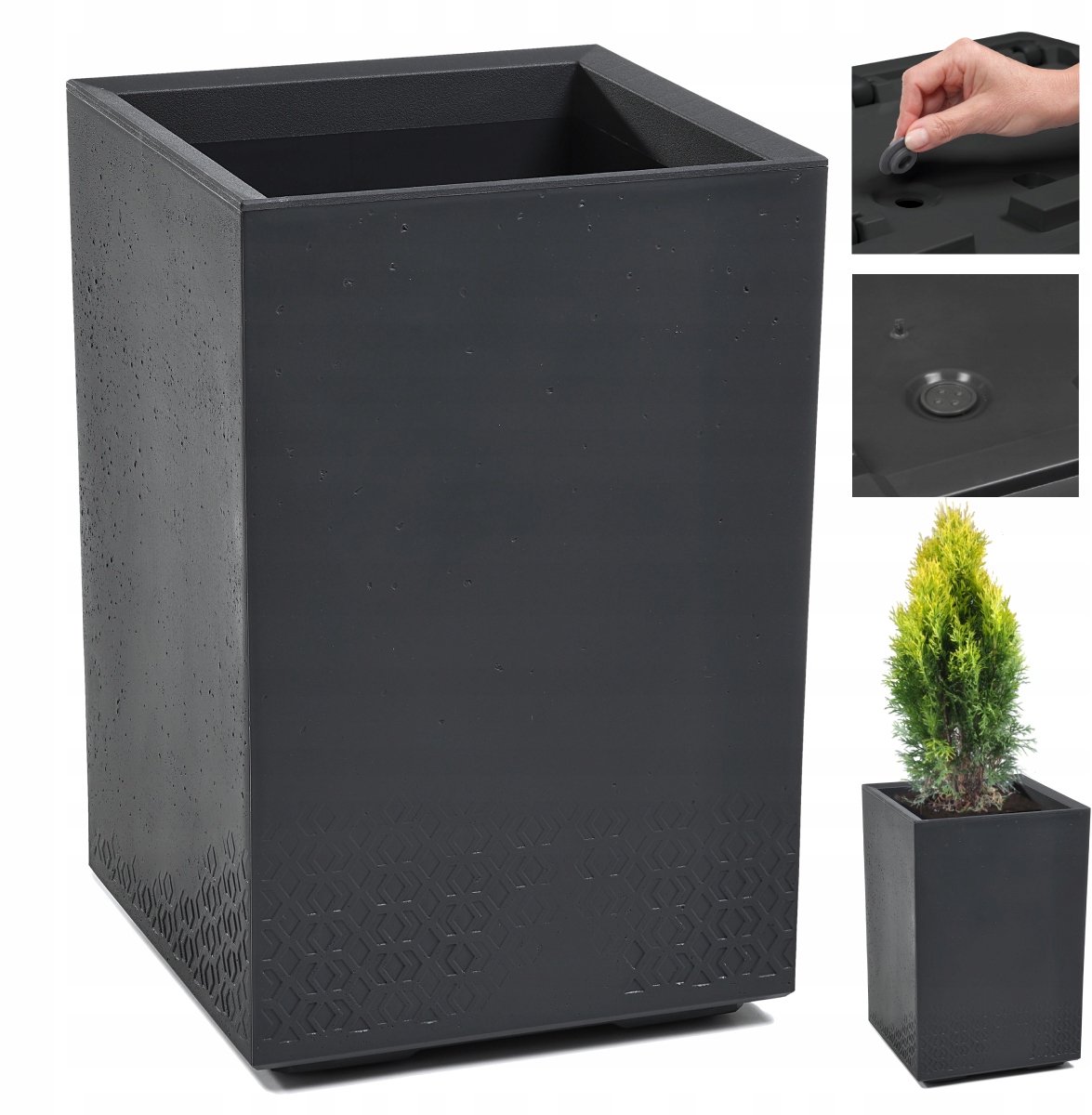Hoge Antraciet Plantenbak op Wielen Eco Recycled 60x40