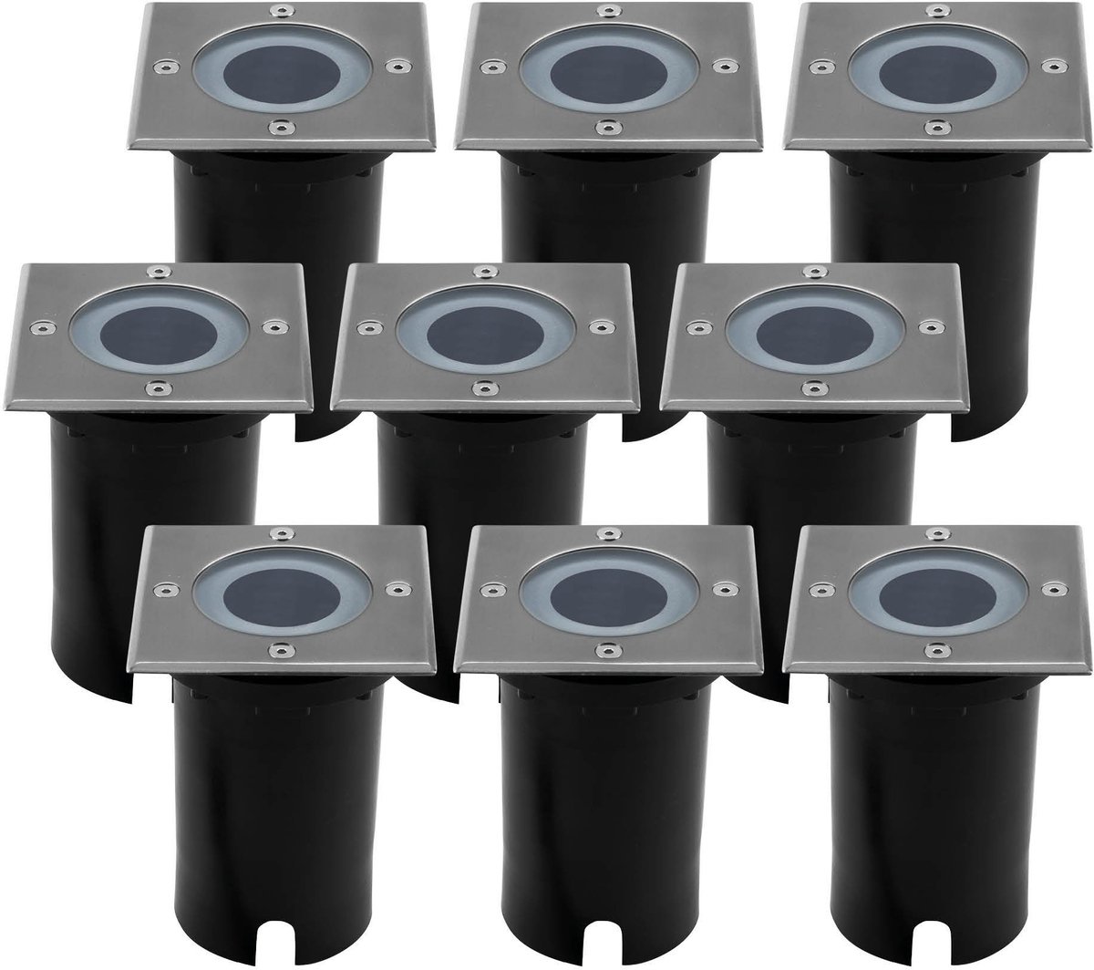 Ledvion Set van 9 LED Grondspot Buiten IP67 3W 230V GU10 vierkant