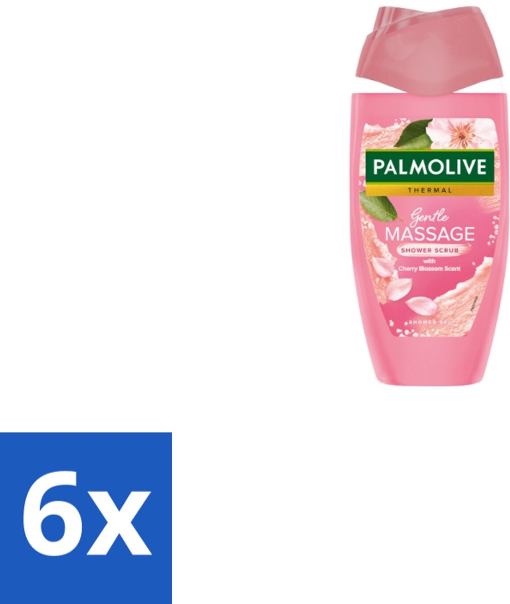 6 x Palmolive – Douchescrub – Thermal Cherry Blossom – 250 ml - Douchegel - Body Scrub - Exfoliatie - Huid Verzorging - Kersenbloesem