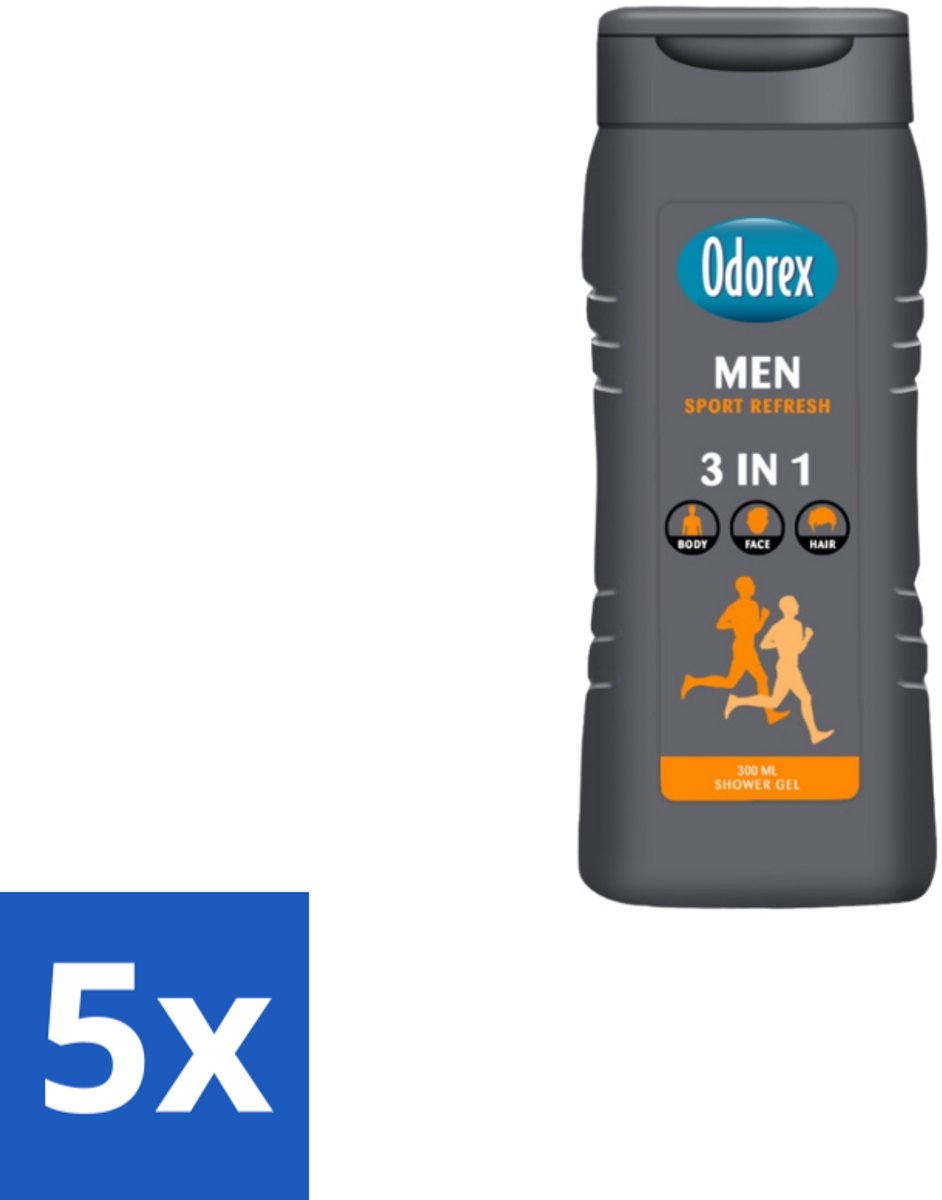 5 x Odorex – Douchegel – For Men Sport Refresh – 300 ml - Koffie - Koffiezetapparaat - Koffiezetapparaat