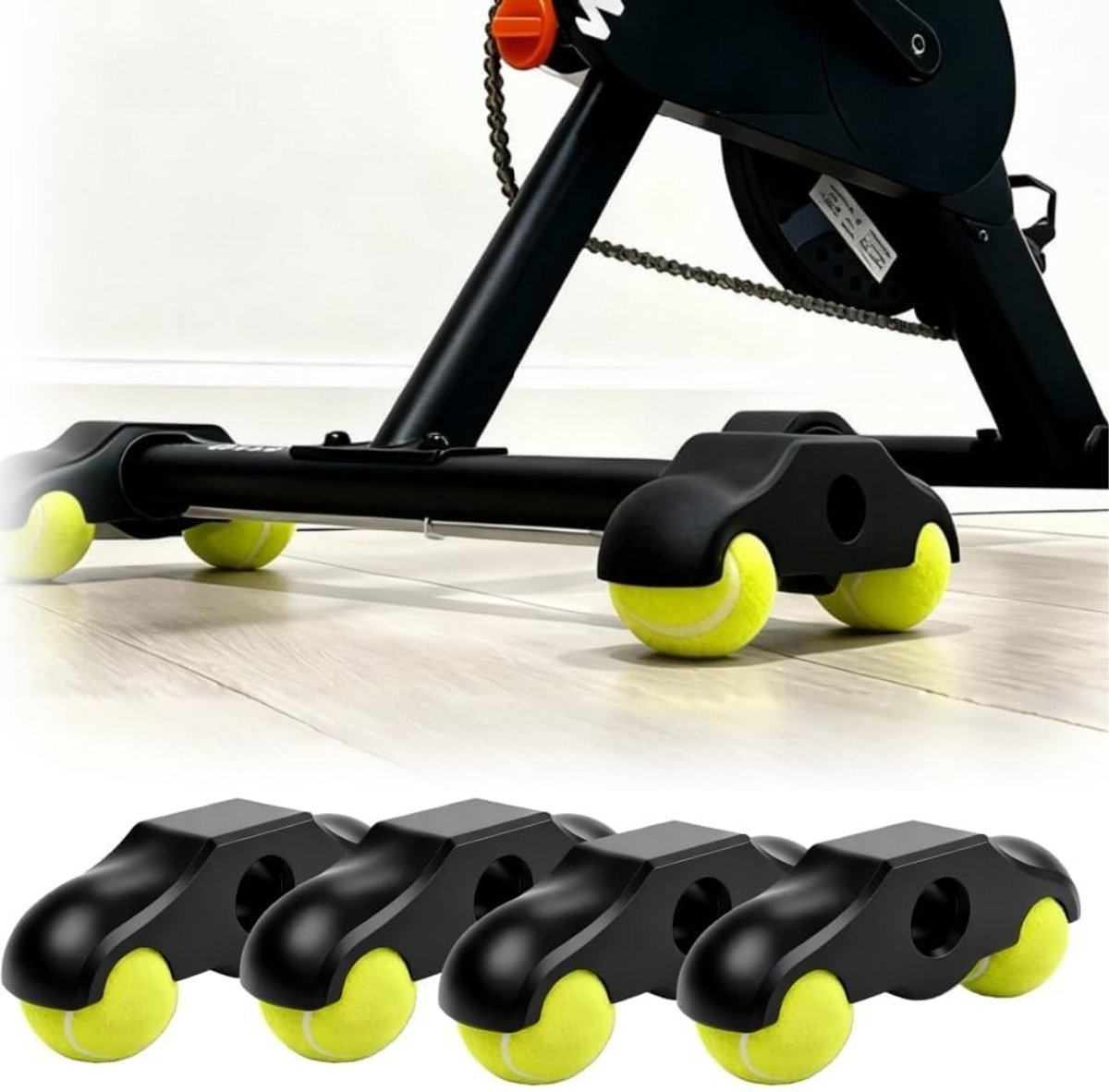 Set van 4 Swing Plates met 8 Tennisballen, Voetadapters voor Fietstrainers, Geschikt voor Wahoo Kickr Core 2 en Rollers, Ideaal voor Thuisgebruik en Fietsers