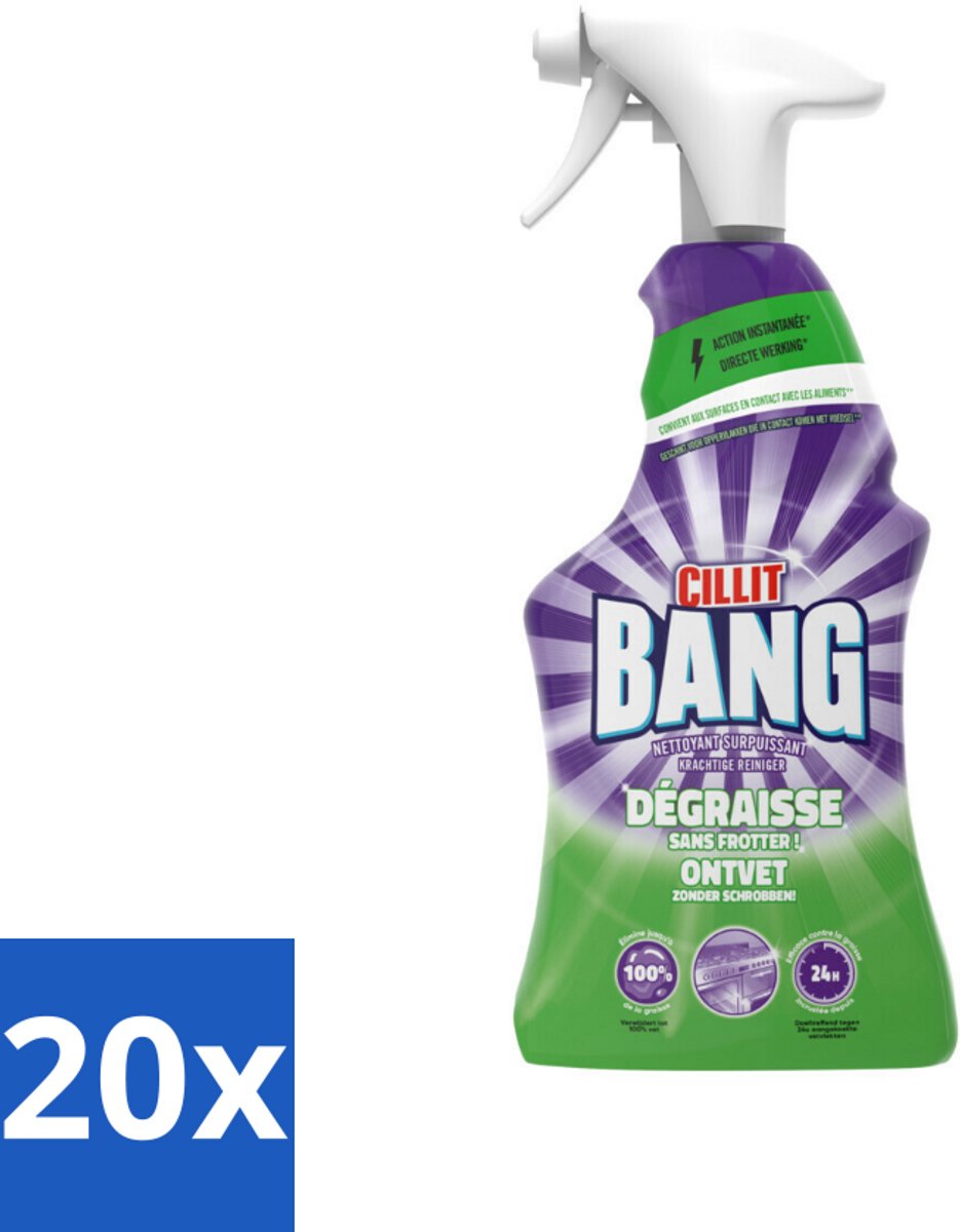 20 x Cillit Bang – Schoonmaakspray – Universal Ontvetter – 750 ml - Schoonmaakspray Kalk - Ontvetter - Reinigingsspray - Cillit Bang Power Cleaner - Reinigingsspray Ontvetter