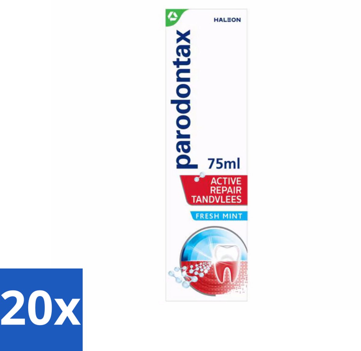 20 x Parodontax – Tandpasta – Active Repair Fresh Mint – 75 ml - Tandvlees Herstellen - Bloedend Tandvlees - Tandplak Verwijderen - Gezwollen Tandvlees - Ontstoken Tandvlees