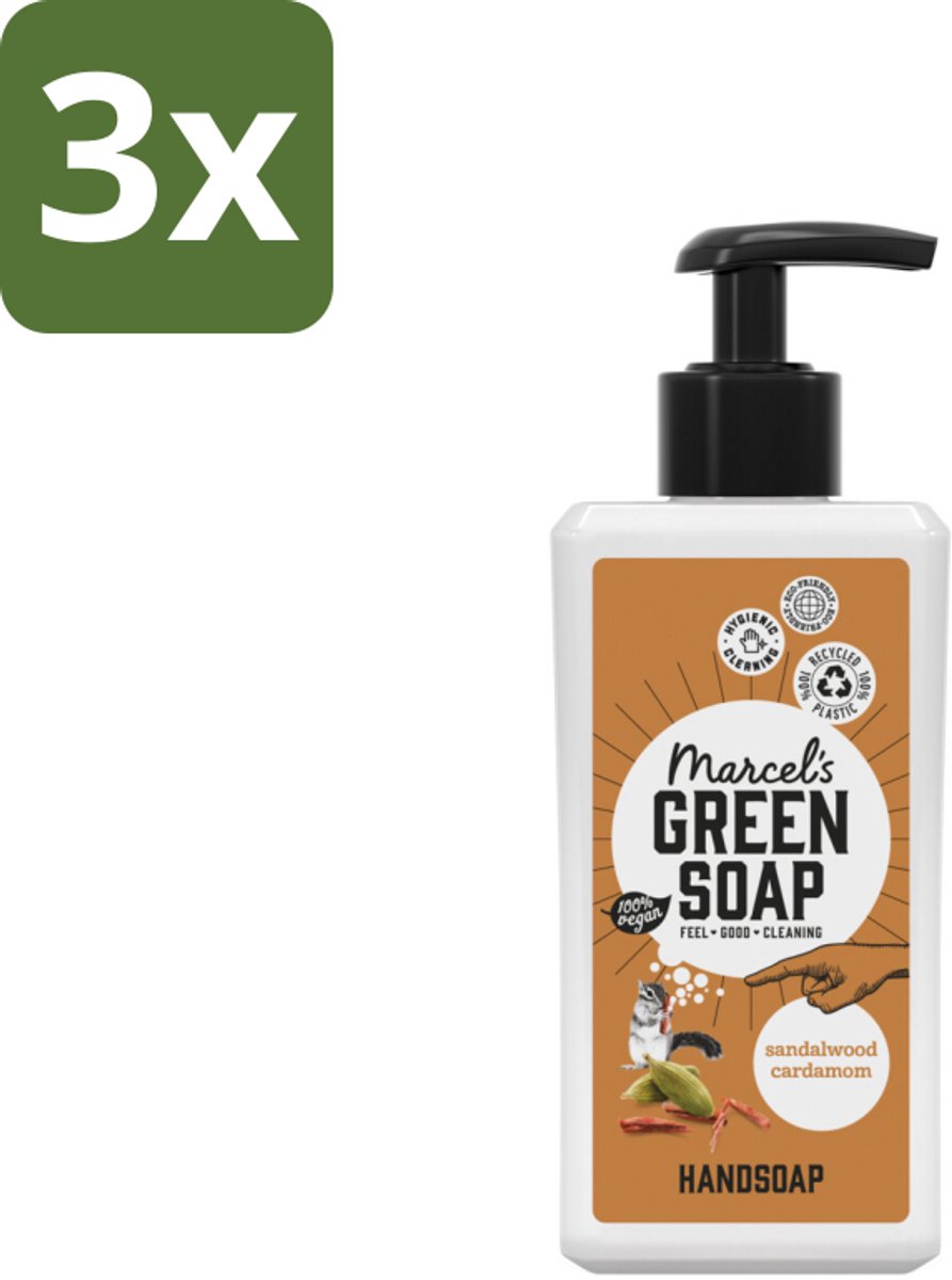 3 x Marcel’s Green Soap – Handzeep – Sandelhout & Kardemom – 250 ml - Koffie - Koffiezetapparaat - Koffiezetapparaat