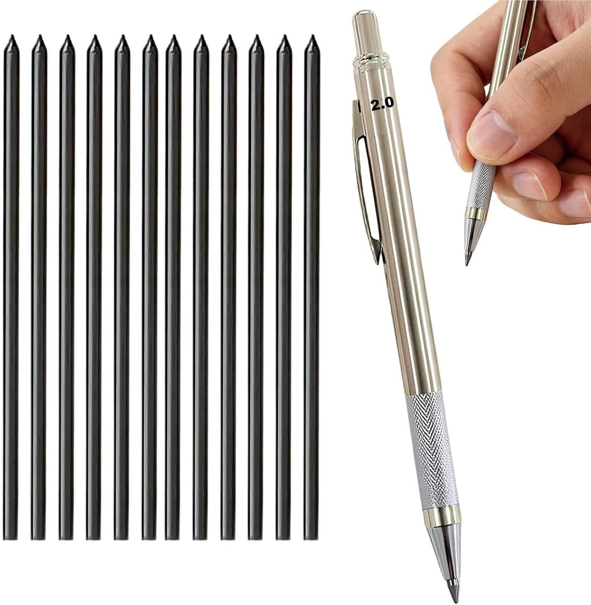 Mechanisch Potlood - Metaal - 2.0 mm - Automatisch Potlood met Vervangbare Grafietkernen - Voor Tekenaars en Schrijvers