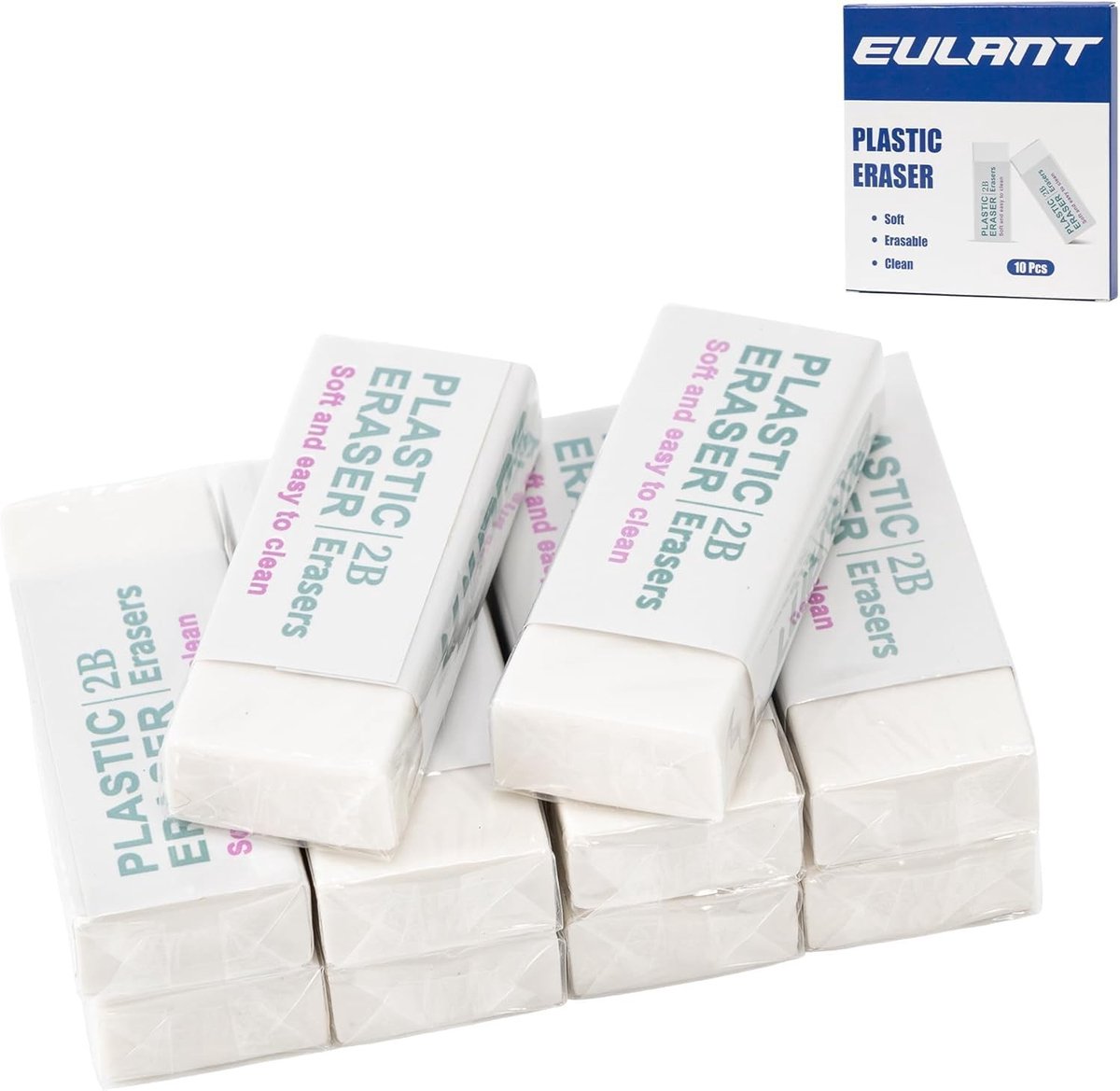 Elzusha - Set van 10 Witte Rubber Gummetjes voor School en Kantoor
