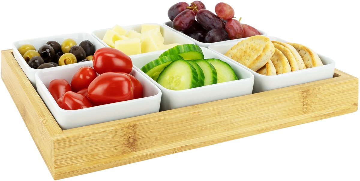 Elzusha - Houten Tapasplank met 6 Gedeelten voor Snacks