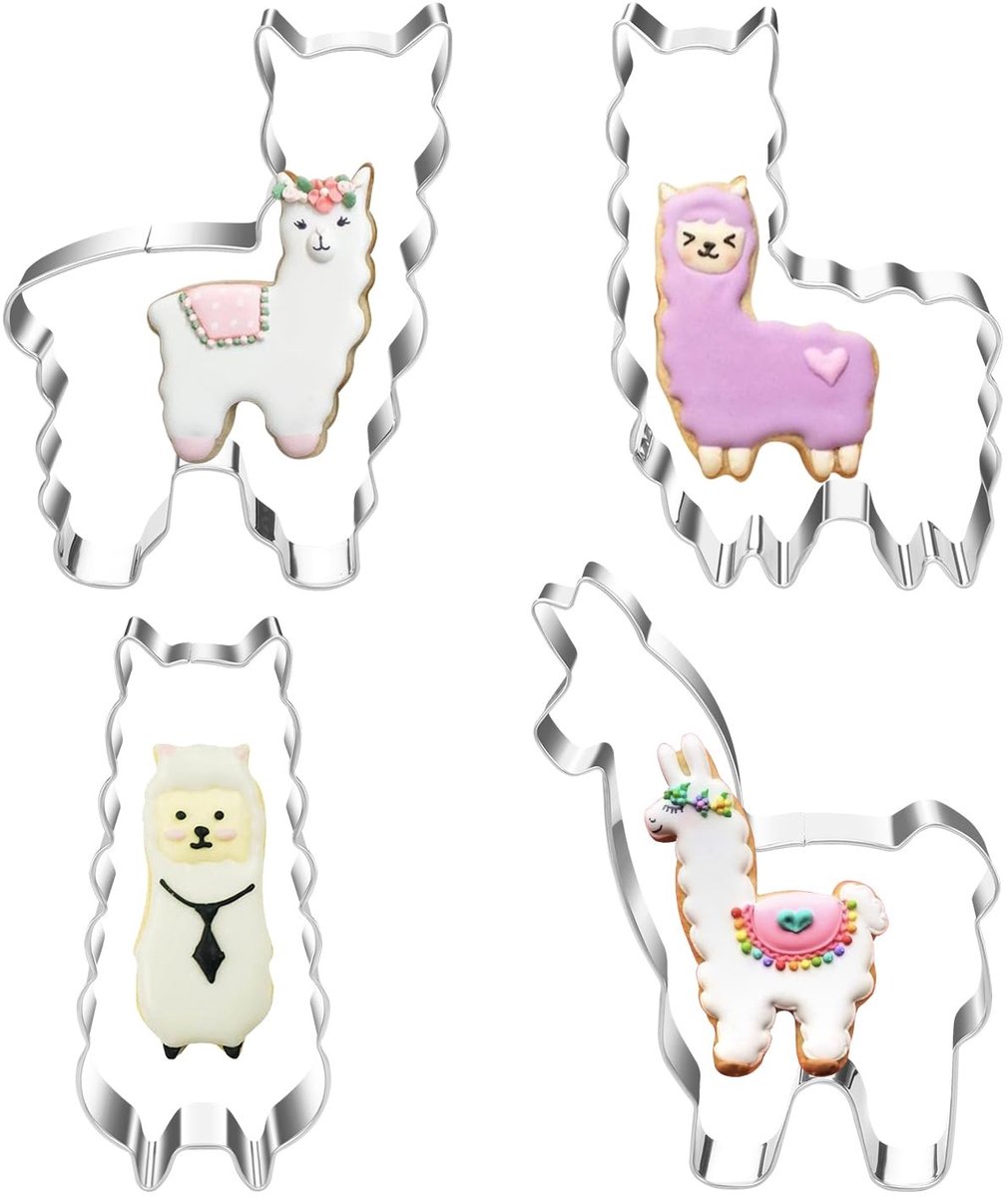 Elzusha - Set van 4 Alpaca Koekjesuitsteekvormen van RVS voor Bakken