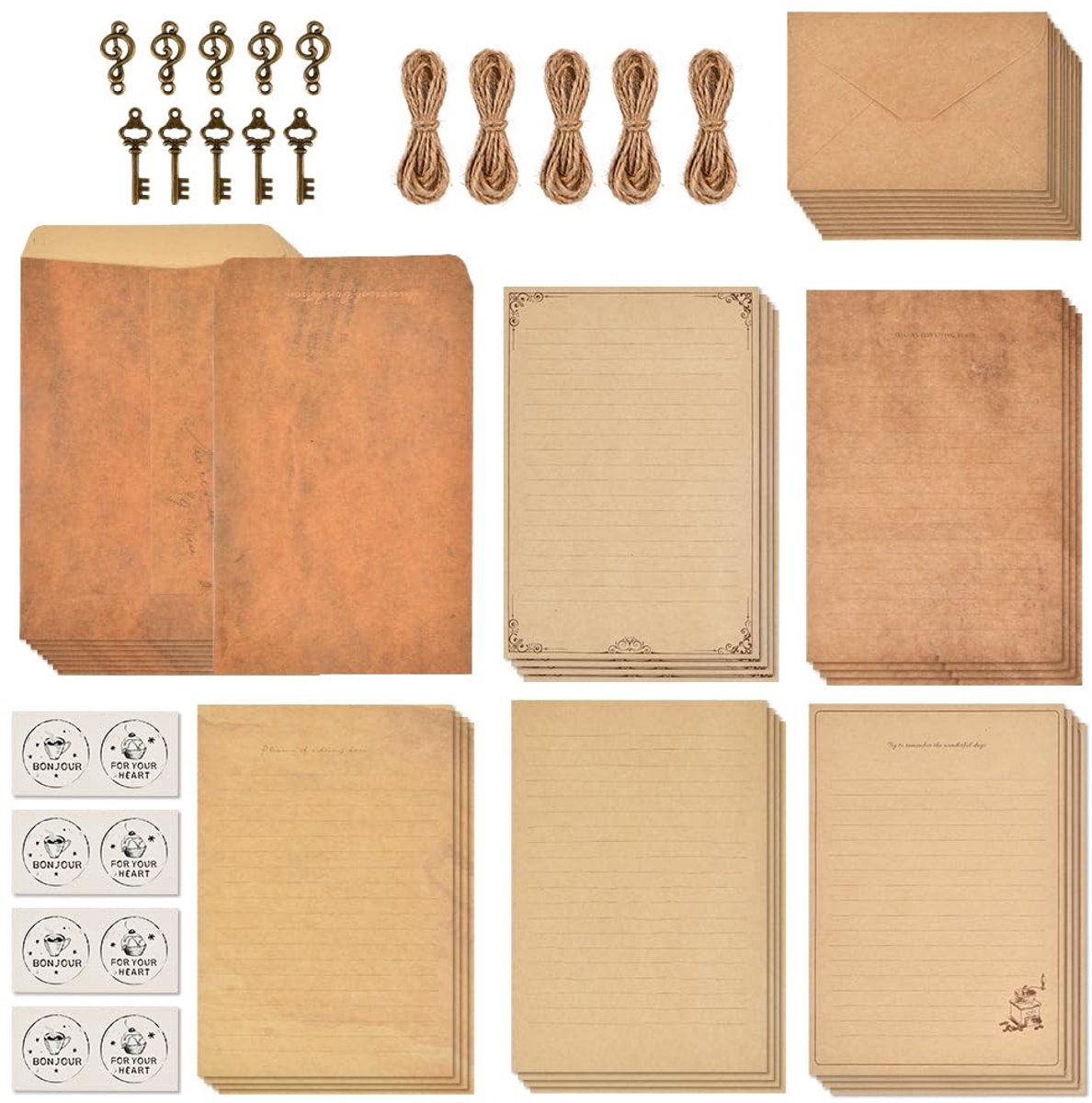 Elzusha - Vintage Envelop Set - Stijlvolle Papeterie voor Briefwisseling