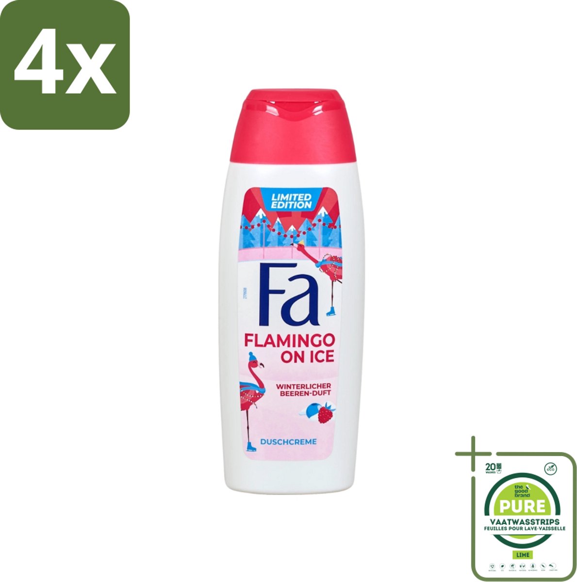 Fa - Douchegel - Winter Flamingo On Ice - Verfrissend & Koel - Hydraterend - 250 ml - Voordeelverpakking - 4 stuks - Douchegel - Winterflamingo